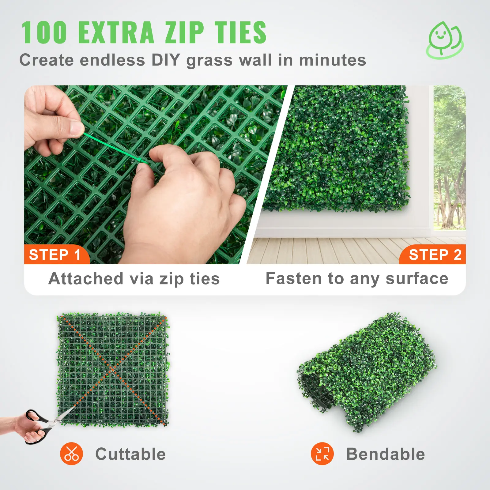 SucceBuy 12PCS 10x10 in Artificial Boxwood Panels Boxwood Hedge Wall Mat Artificial Grass Backdrop Privacy Screen UV Protected