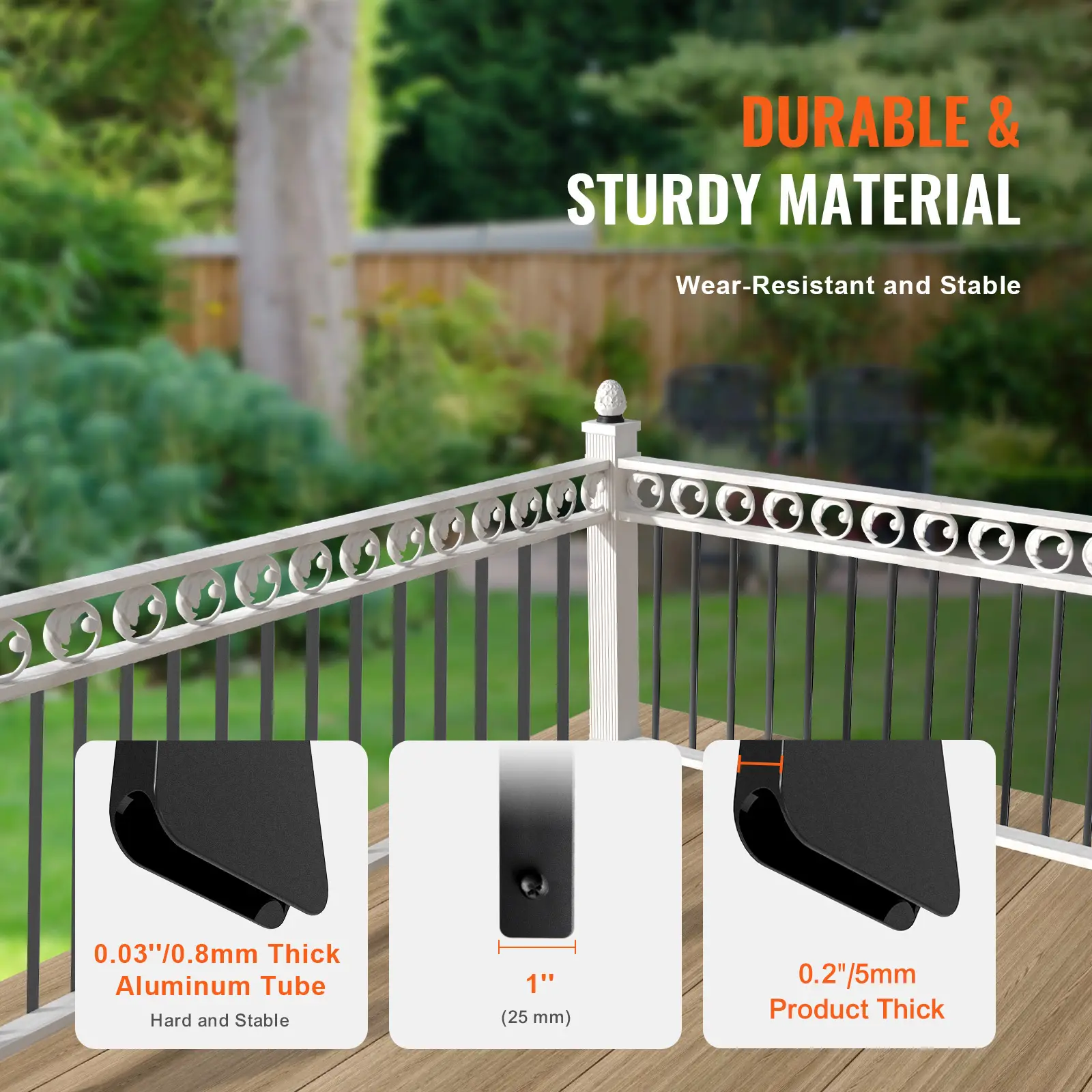 SucceBuy Staircase Metal Balusters Flat Aluminum Alloy Decorative Banister Spindles