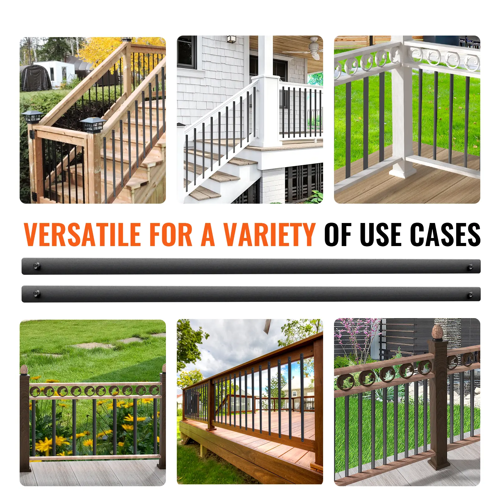 SucceBuy Staircase Metal Balusters Flat Aluminum Alloy Decorative Banister Spindles