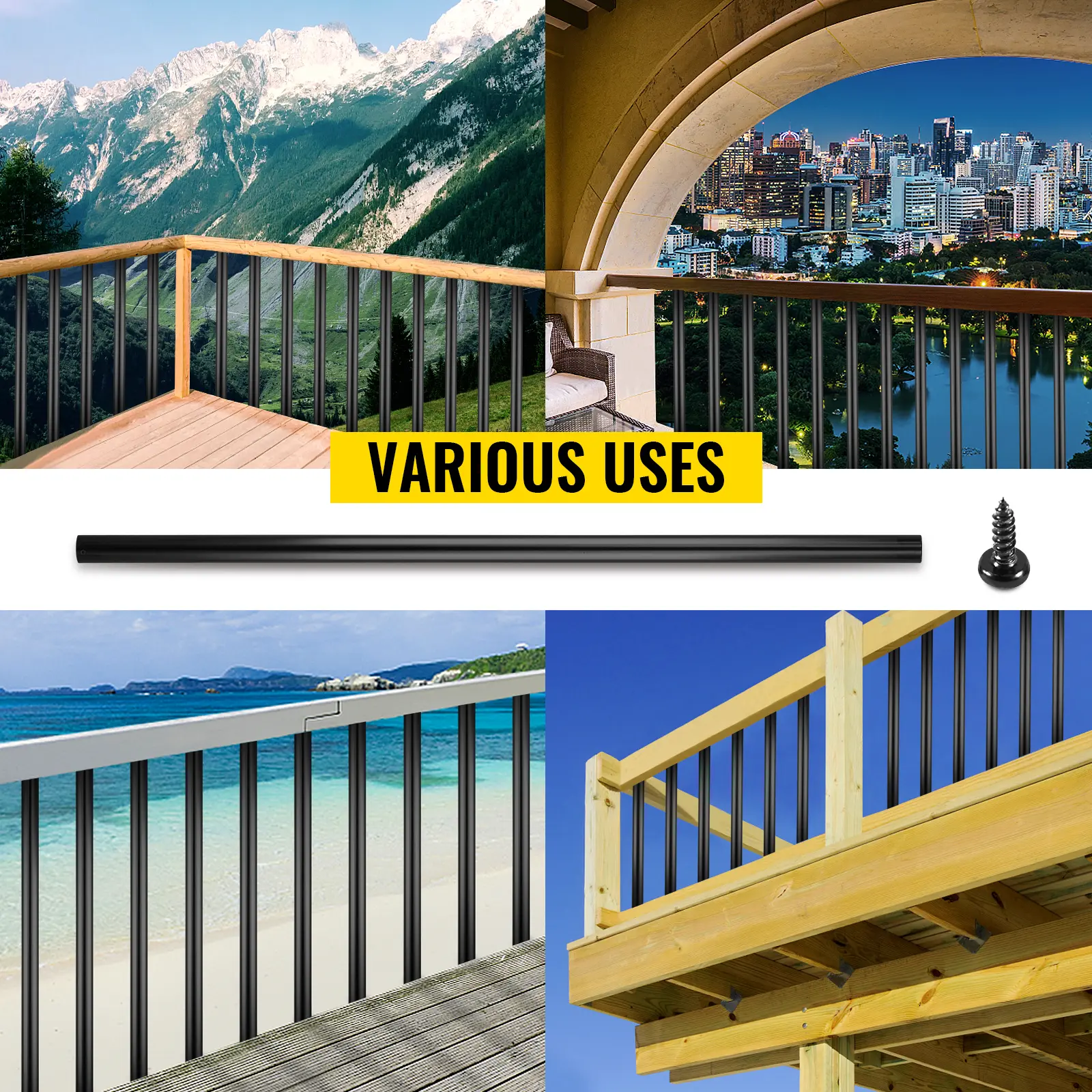 SucceBuy Stair Balusters Metal Deck Spindles Staircase Baluster with Screws Aluminum Alloy Deck Railing for Wood Composite Deck