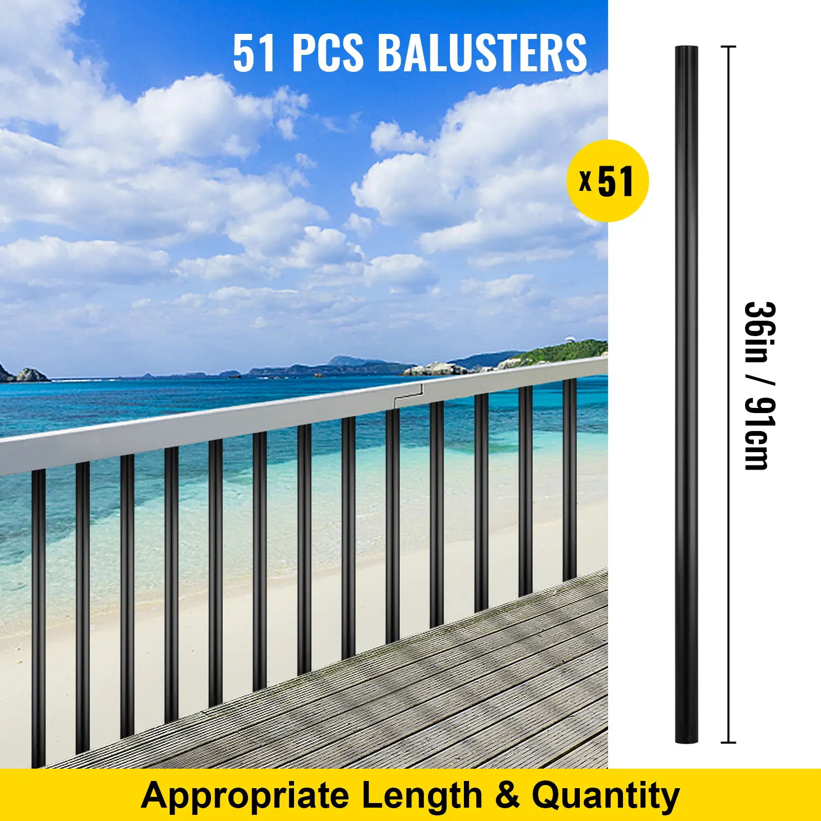 SucceBuy Stair Balusters Metal Deck Spindles Staircase Baluster with Screws Aluminum Alloy Deck Railing for Wood Composite Deck