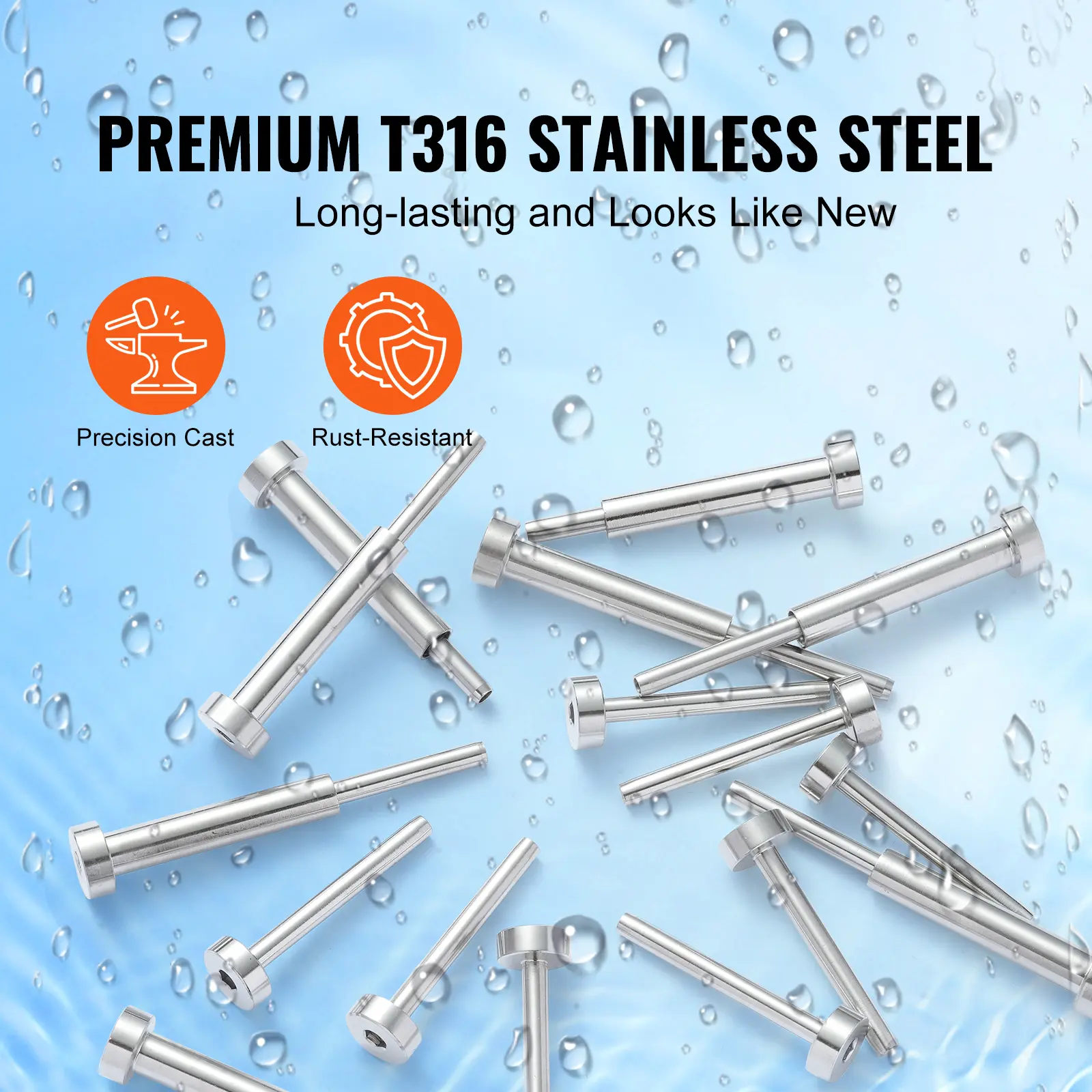 SucceBuy 20/30/40 Pack Invisible Cable Railing kit T316 Stainless Steel 1/8" Invisible Receiver and Swage Stud End for Post