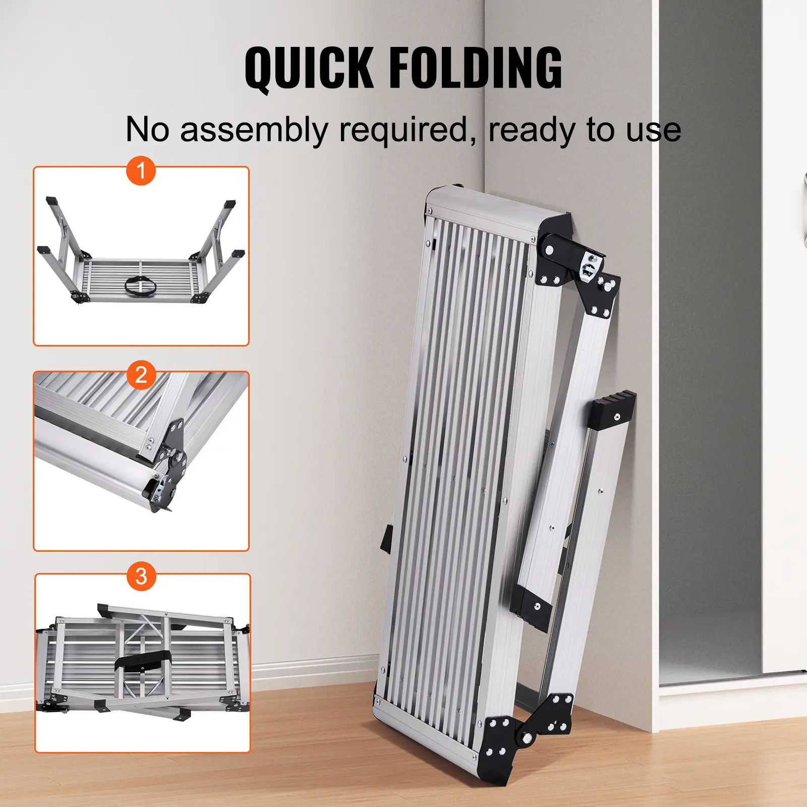 SucceBuy Folding Work Platform 330 lbs Load Capacity Aluminum Drywall Stool Ladder Heavy Duty Work Bench w/ Non-Slip Feet