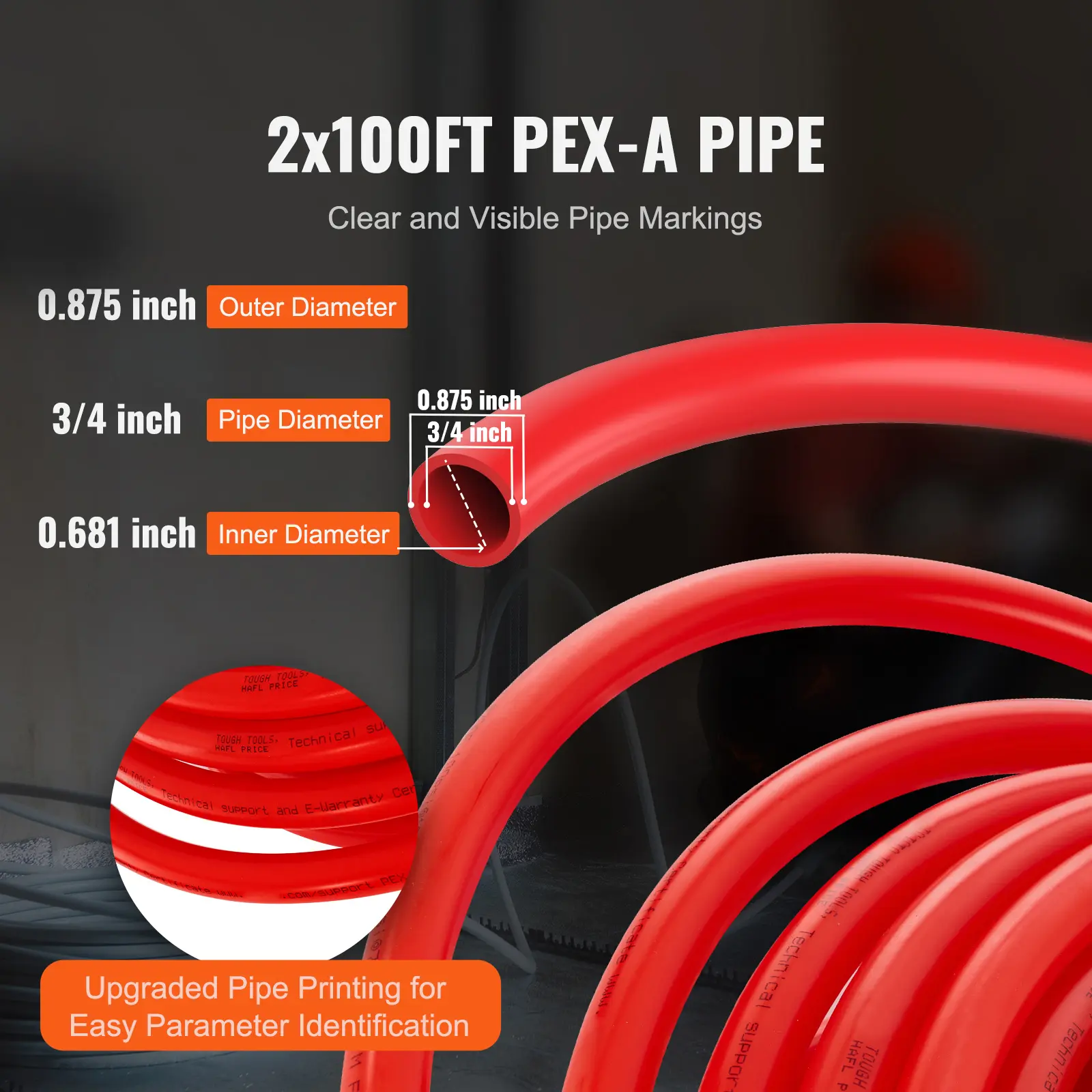 SucceBuy PEX Pipe 3/4In 2x100 Ft Length PEX-A Flexible Pipe Tubing for Potable Water Lines for Hot/Cold Water Blue & Red