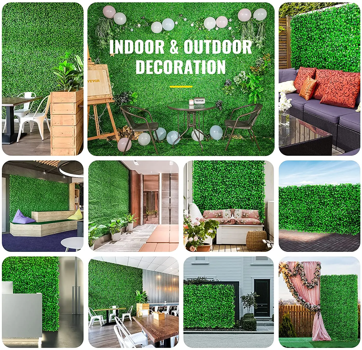 SucceBuy Artificial Plant Wall Decoration Boxwood Hedge Wall Panel Home Decor Fake Grass Backdrop Wall Privacy Hedge Screen