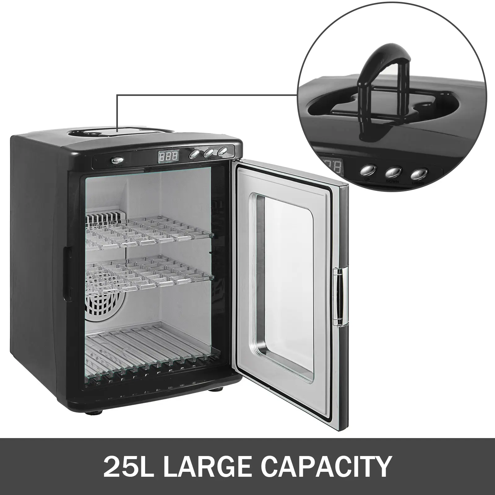 SucceBuy 25L Reptile Incubator Digital Egg Scientific Lab Incubator Cooling and Heating 2°C - 60°C 12V Work for Small Reptiles
