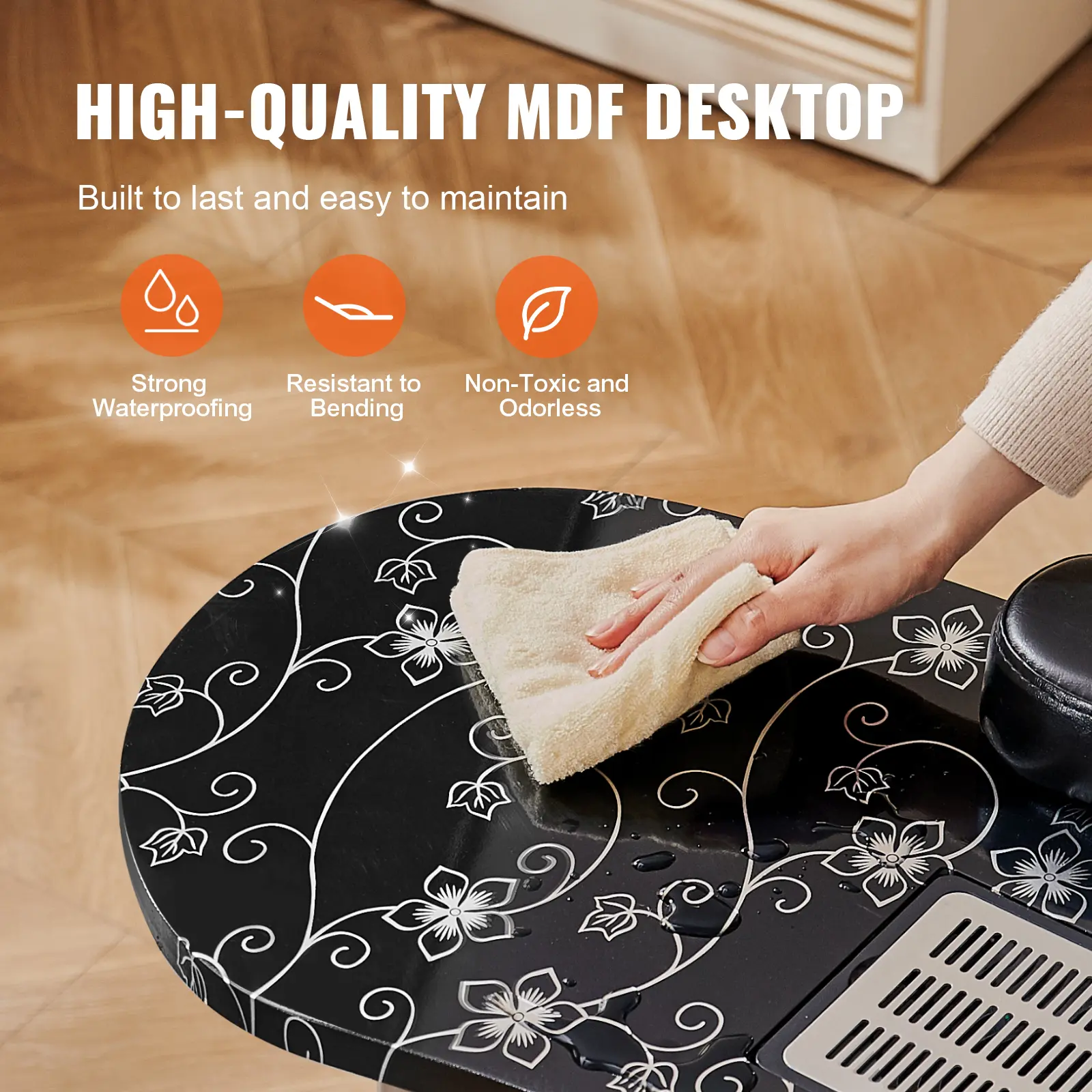 SucceBuy Portable Manicure Table Foldable Nail Table Electric Dust Collector Moveable Nail Tech Desk for Home Spa Beauty Salon