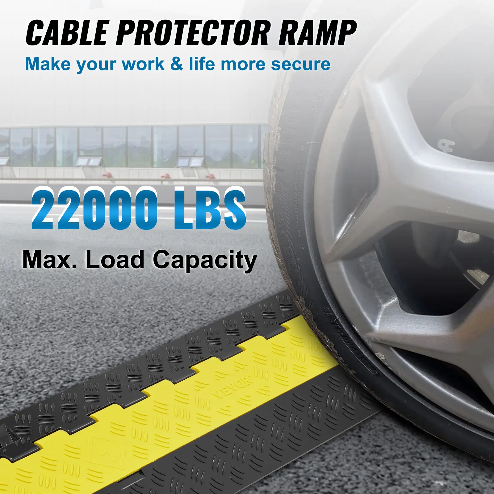 SucceBuy Cable Protector Ramp 1/3/5 PCS 2 Channel Heavy Duty Wire Cord Cover Ramp, TPR Flip-Open Top Cover Traffic Speed Bump
