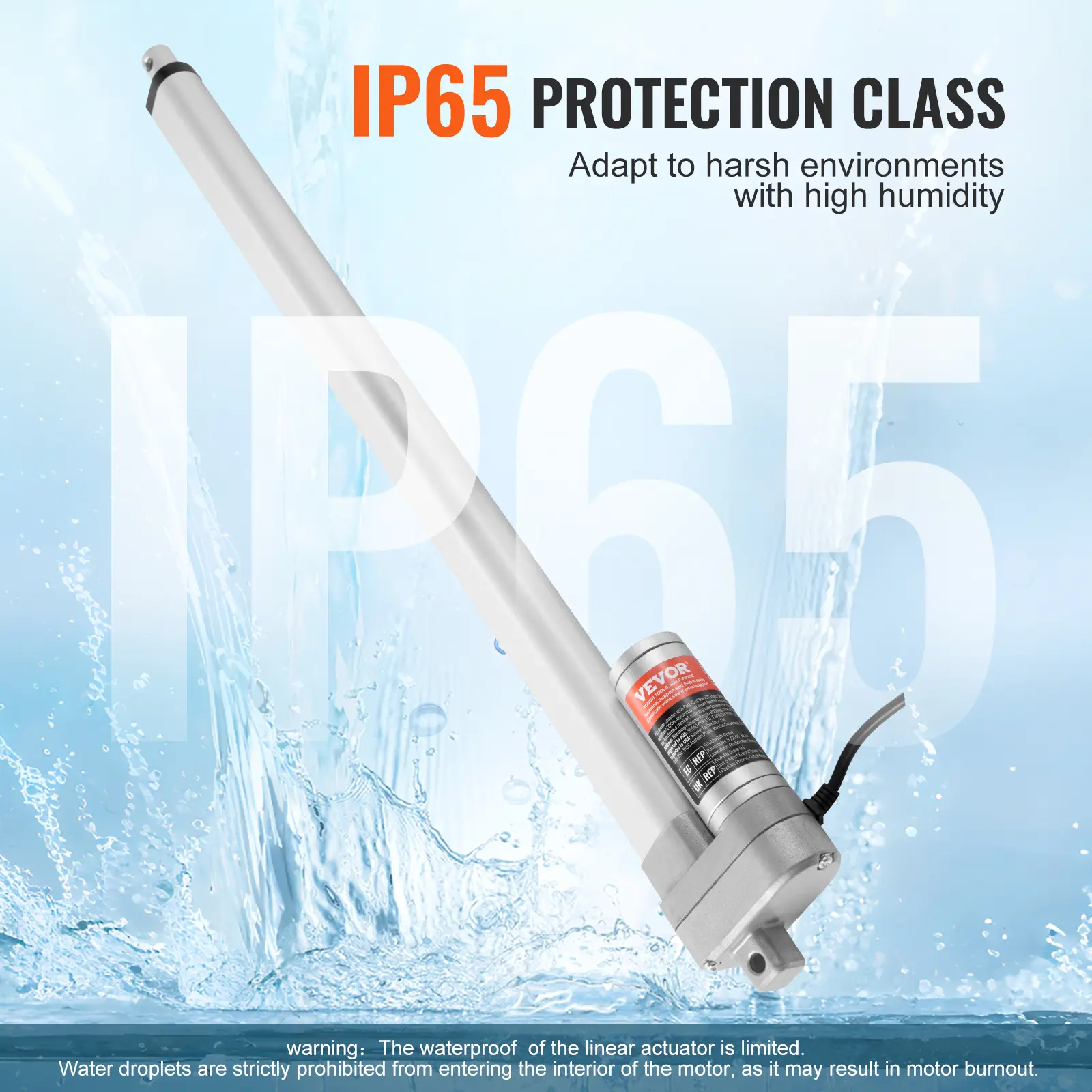SucceBuy 12V Linear Actuator 3000N 500mm Waterproof IP65 Linear Motor 0.19"/s Linear Actuator with Mounting Bracket for Outdoor