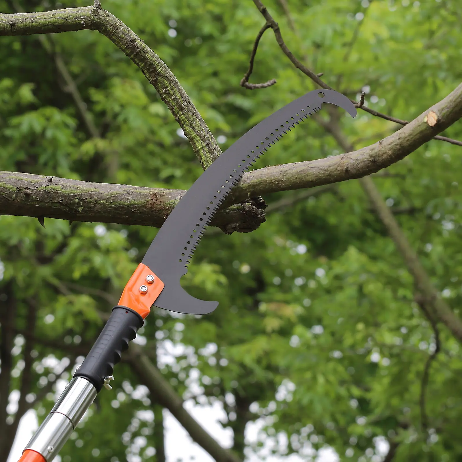 SucceBuy Manual Pole Saw Extendable Tree Pruner Sharp Steel Blade for Branches Trimming with Lightweight Aluminum Alloy Handle