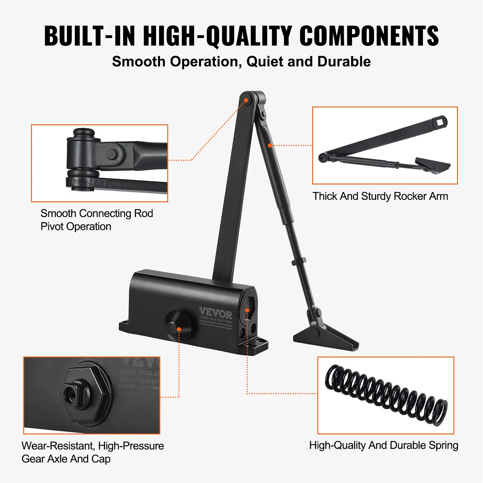 SucceBuy Door Closer Commercial or Residential Use Automatic Hydraulic Buffer Cast Aluminum for Door Weights 100/ 150/ 187 Lbs