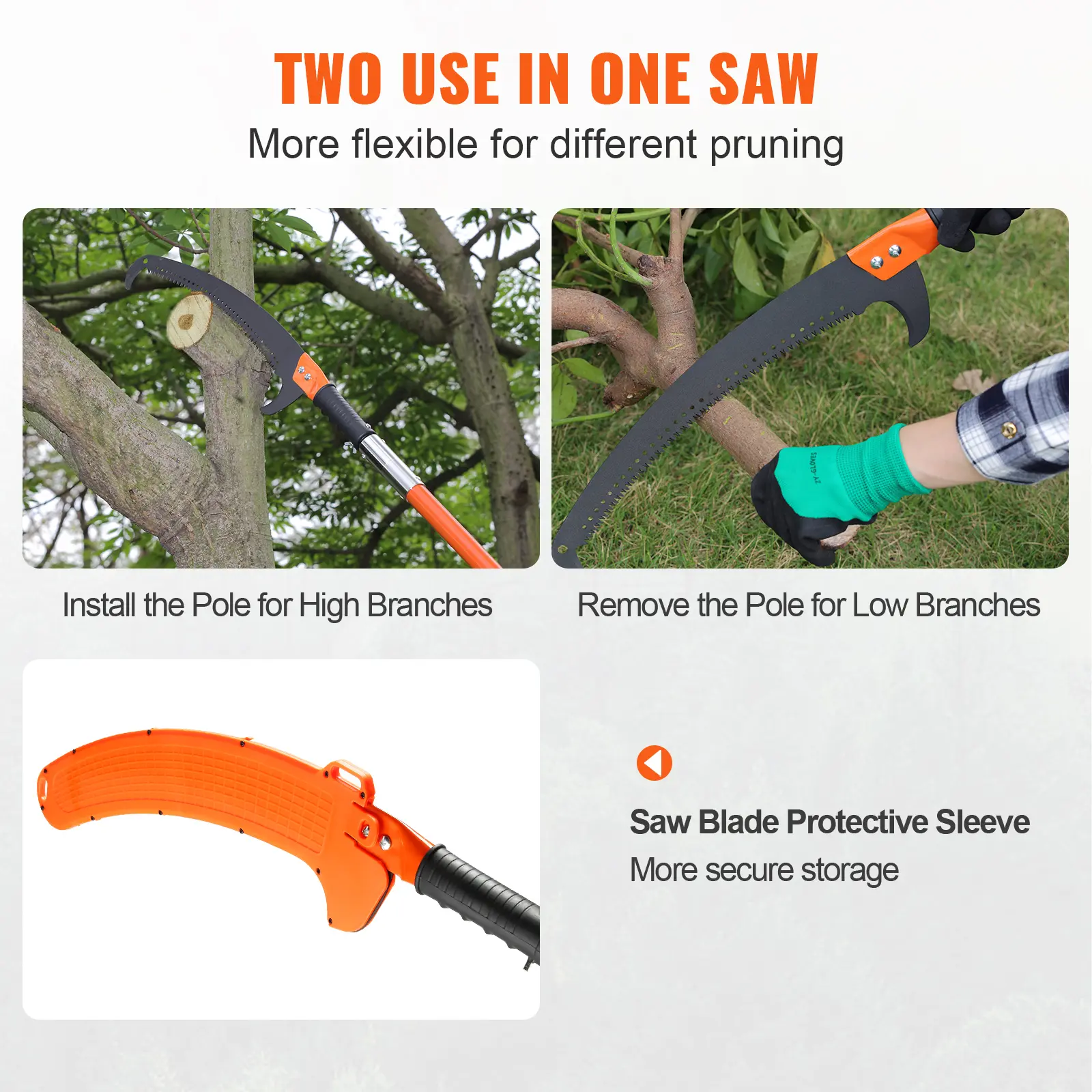 SucceBuy Manual Pole Saw Extendable Tree Pruner Sharp Steel Blade for Branches Trimming with Lightweight Aluminum Alloy Handle