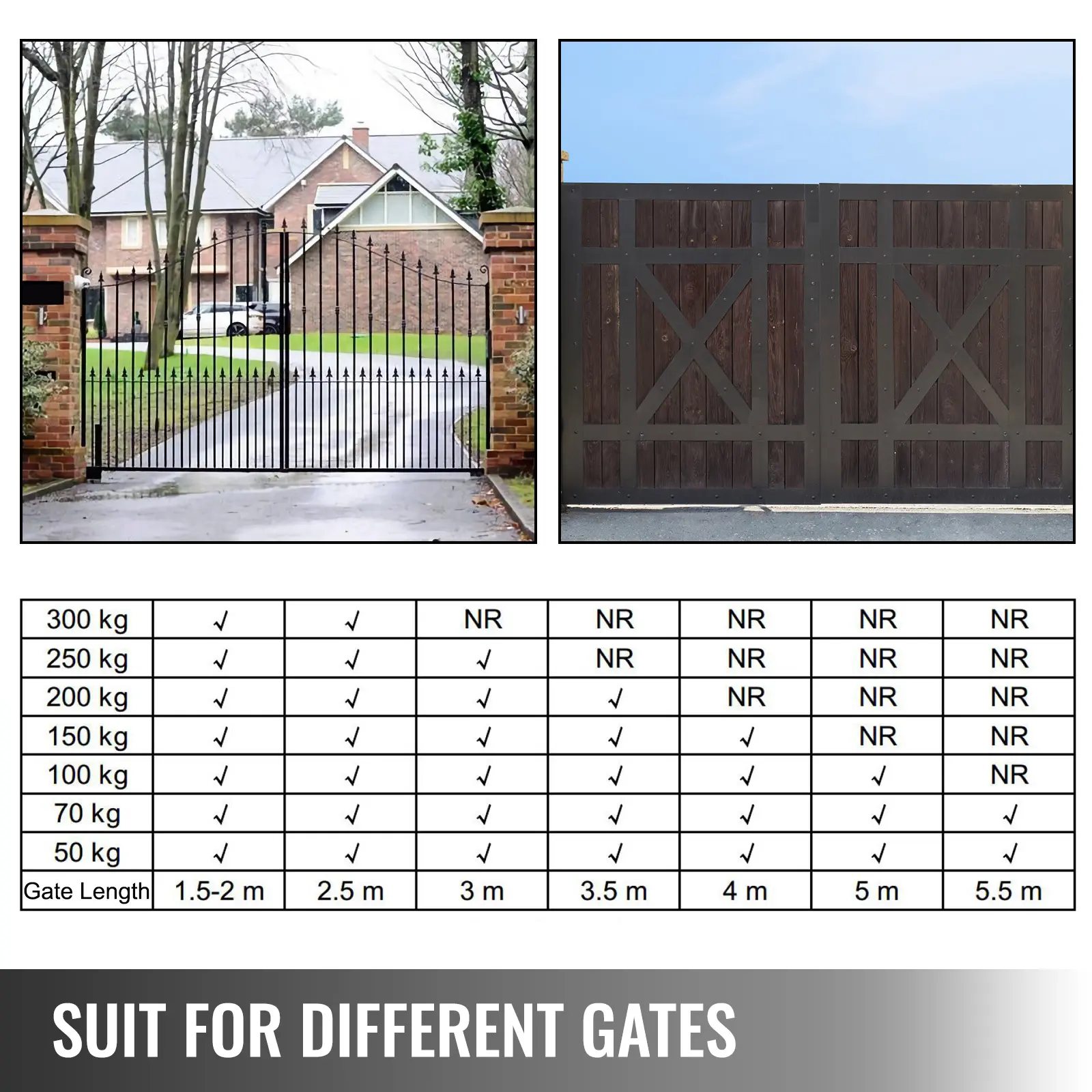 SucceBuy Dual Swing Gate Opener Kit 2PCS Heavy Duty Automatic Gate Opener Up to 660lbs 18ft Long Gate Automatic Gate Opener Kit