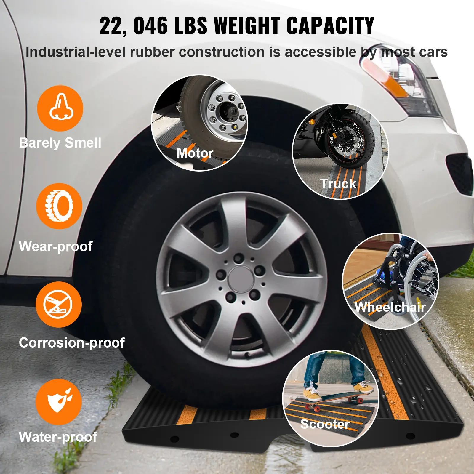 SucceBuy 1/2/3 Packs Cable Protector Ramp Curb Rubber Driveway Threshold Bridge Expandable Ramp for Loading Dock Garage Sidewalk