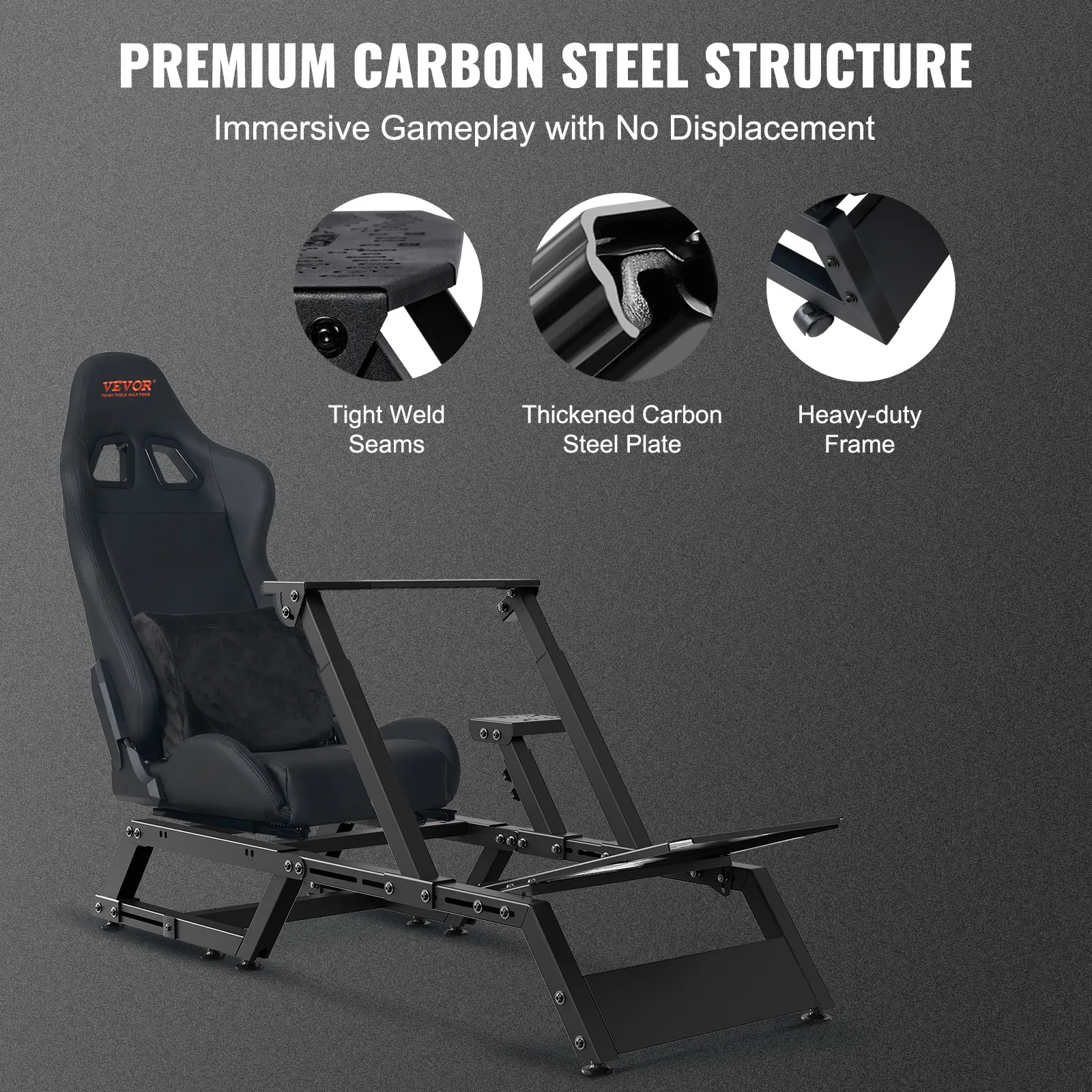 SucceBuy Pre-installed Steering Racing Wheel Stand Universal Base for Logitech/Thrustmaster/Fanatec Multi-Position Adjustable