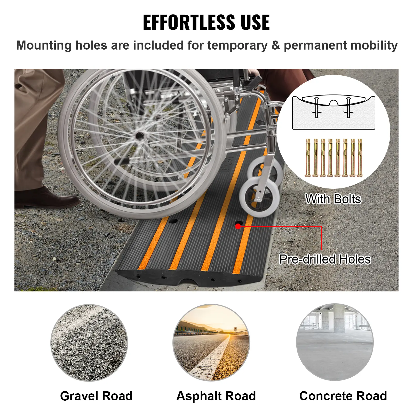 SucceBuy 1/2/3 Packs Cable Protector Ramp Curb Rubber Driveway Threshold Bridge Expandable Ramp for Loading Dock Garage Sidewalk