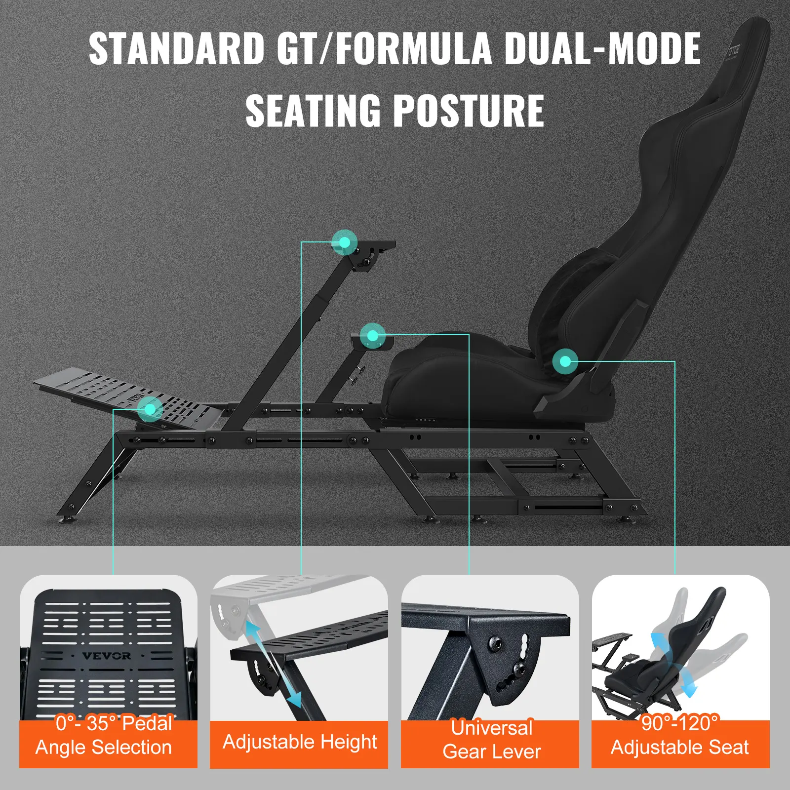 SucceBuy Pre-installed Steering Racing Wheel Stand Universal Base for Logitech/Thrustmaster/Fanatec Multi-Position Adjustable