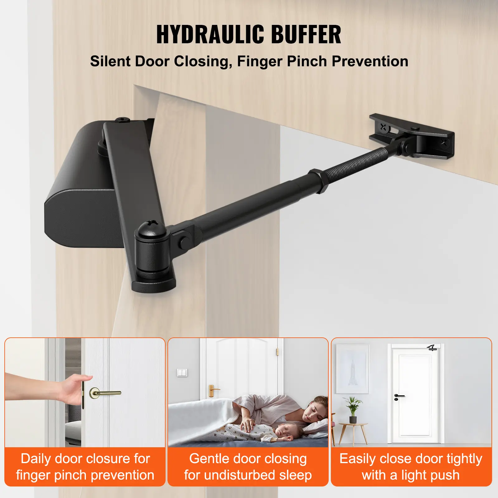 SucceBuy Door Closer Automatic Commercial or Residential Use for Door Weights 187 Lbs Adjustable Size Hydraulic Buffer Closer