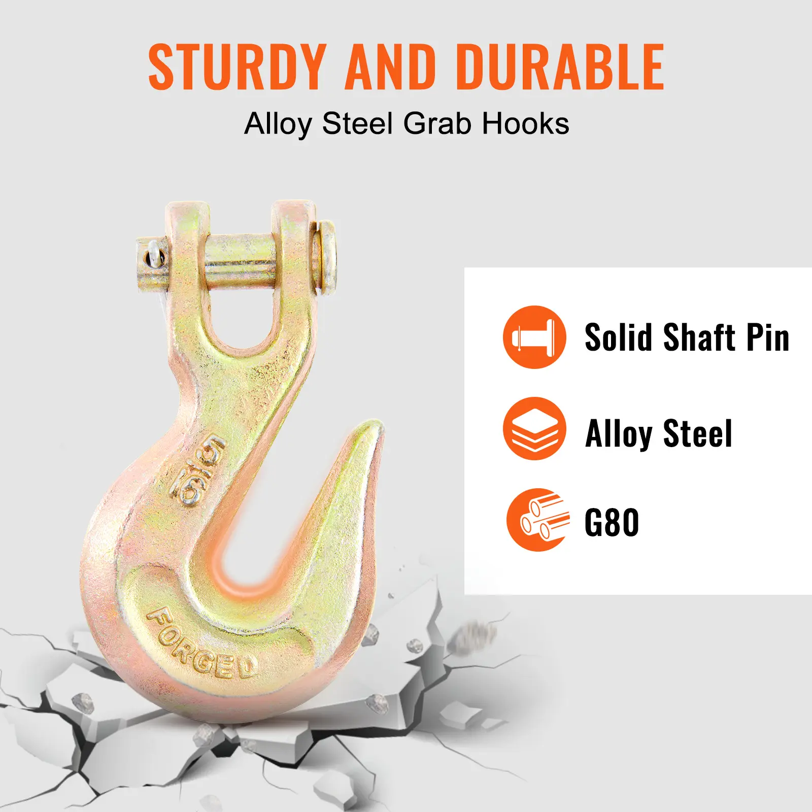 SucceBuy 1/2pcs Binder Chain Trailer Tow Zinc Plated Truck with Safety Grab Hooks for Logging Binder Tie Down Transport Flatbed