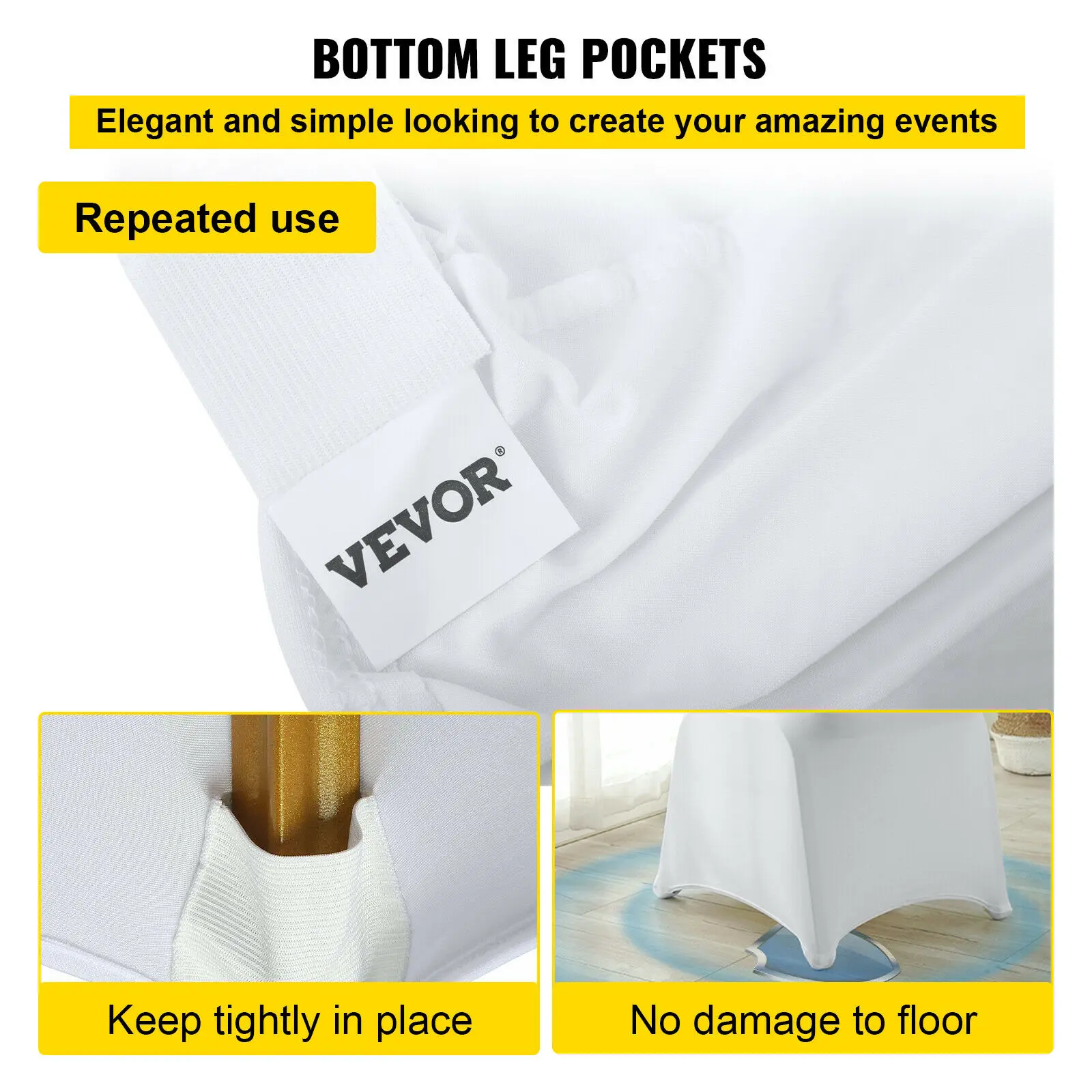 SucceBuy 12/30/50/100Pcs Wedding Chair Cover Spandex Stretch Slipcover for Restaurant Banquet Dining Party White Chair Cover