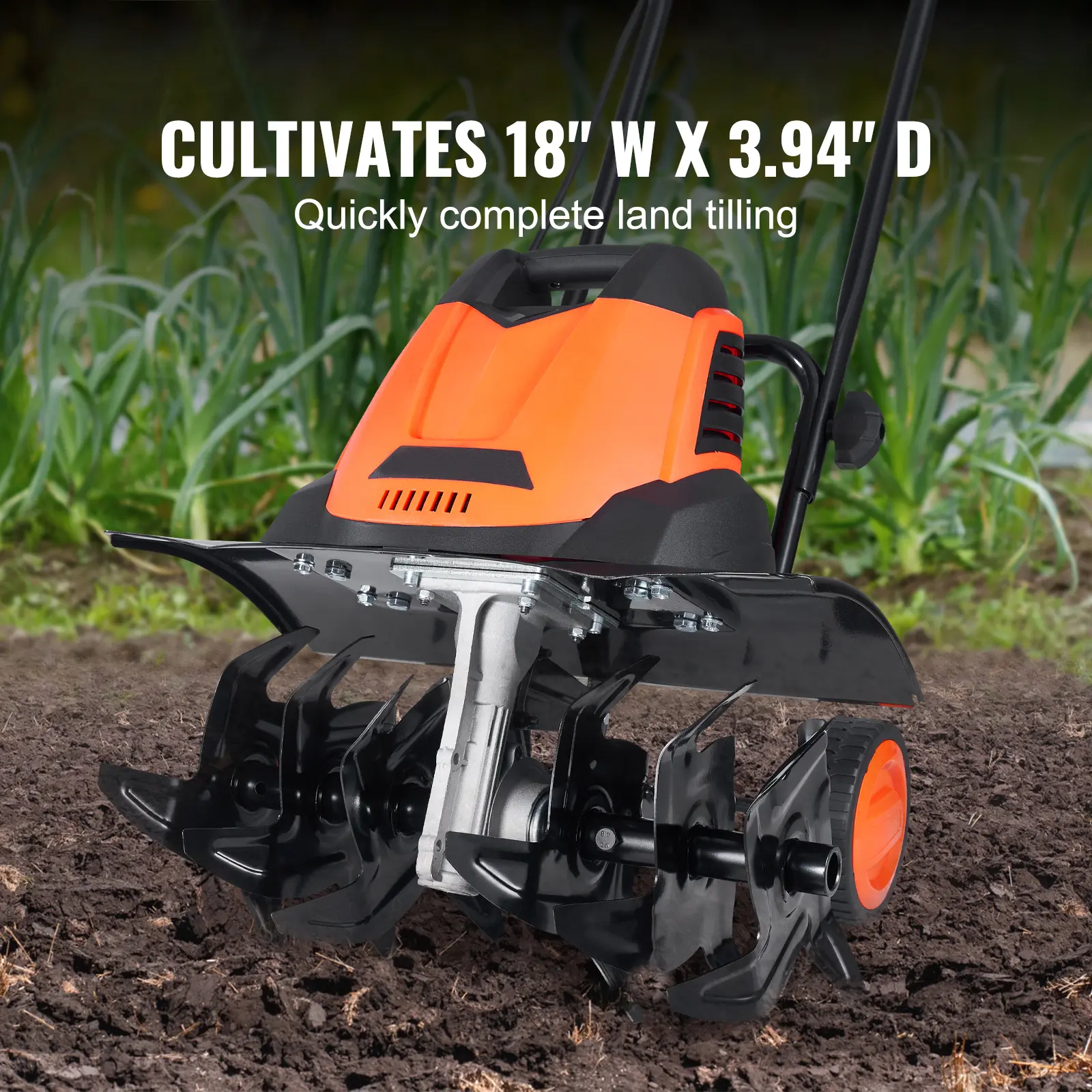 SucceBuy 12 Amp Electric Tiller 18" Tilling Width 3.94" Tilling Depth Corded Electric Tiller/Cultivator Steel Mn Tines Rototille