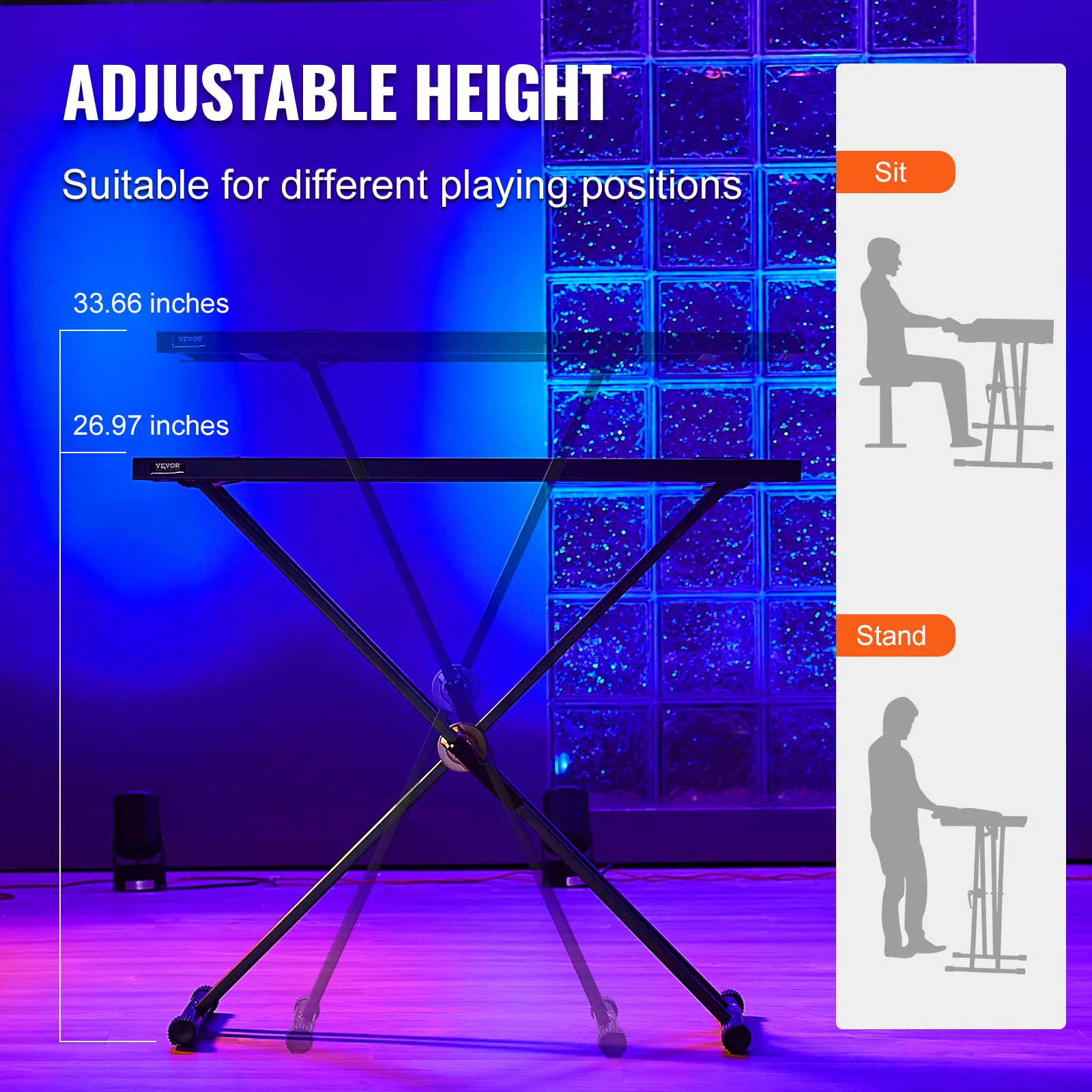 SucceBuy DJ Table Stand 32"x20" Portable DJ Laptop and Controller  Foldable Double-X Braced Keyboard Stand Tabletop Audio Mixer