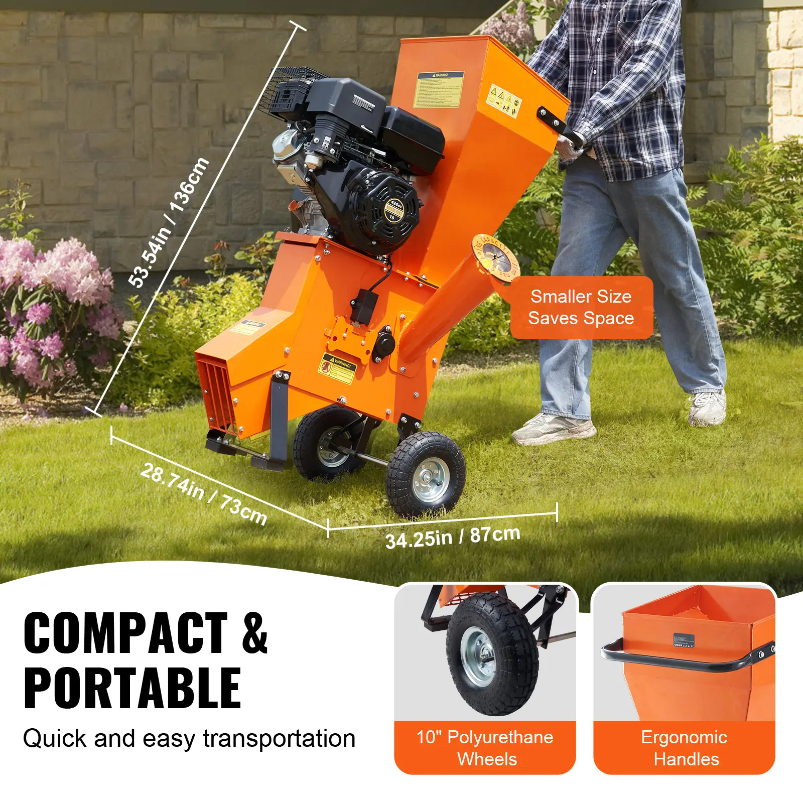 SucceBuy Wood Chipper Shredder Mulcher Heavy Duty Gas Powered 4.1/8.6KW Woodchipper Fast Wood Chipping Chopping for Forestry