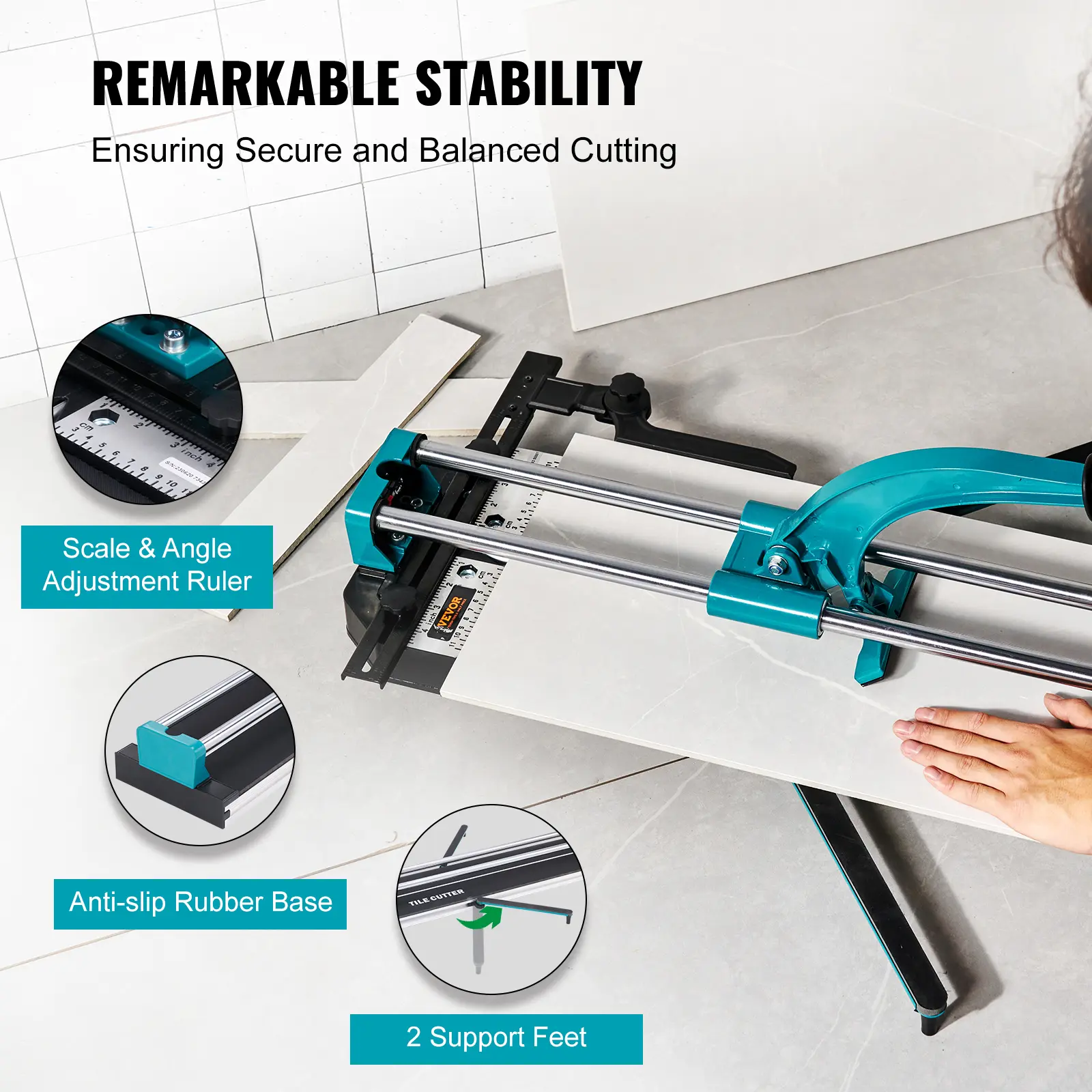 SucceBuy Manual Tile Cutter Porcelain Ceramic Tile Cutter with Tungsten Carbide Cutting Wheel Infrared Positioning Anti-Skid