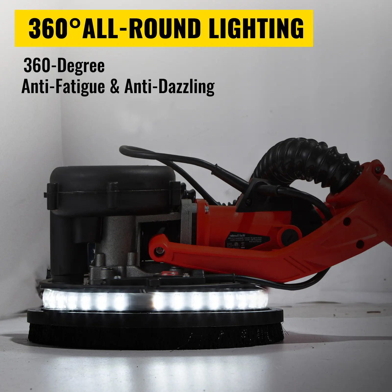 SucceBuy 850W Drywall Sander Variable Speed 800-1750 RPM Electric Drywall Sander Foldable Sheetrock Sander with Telescope Handle
