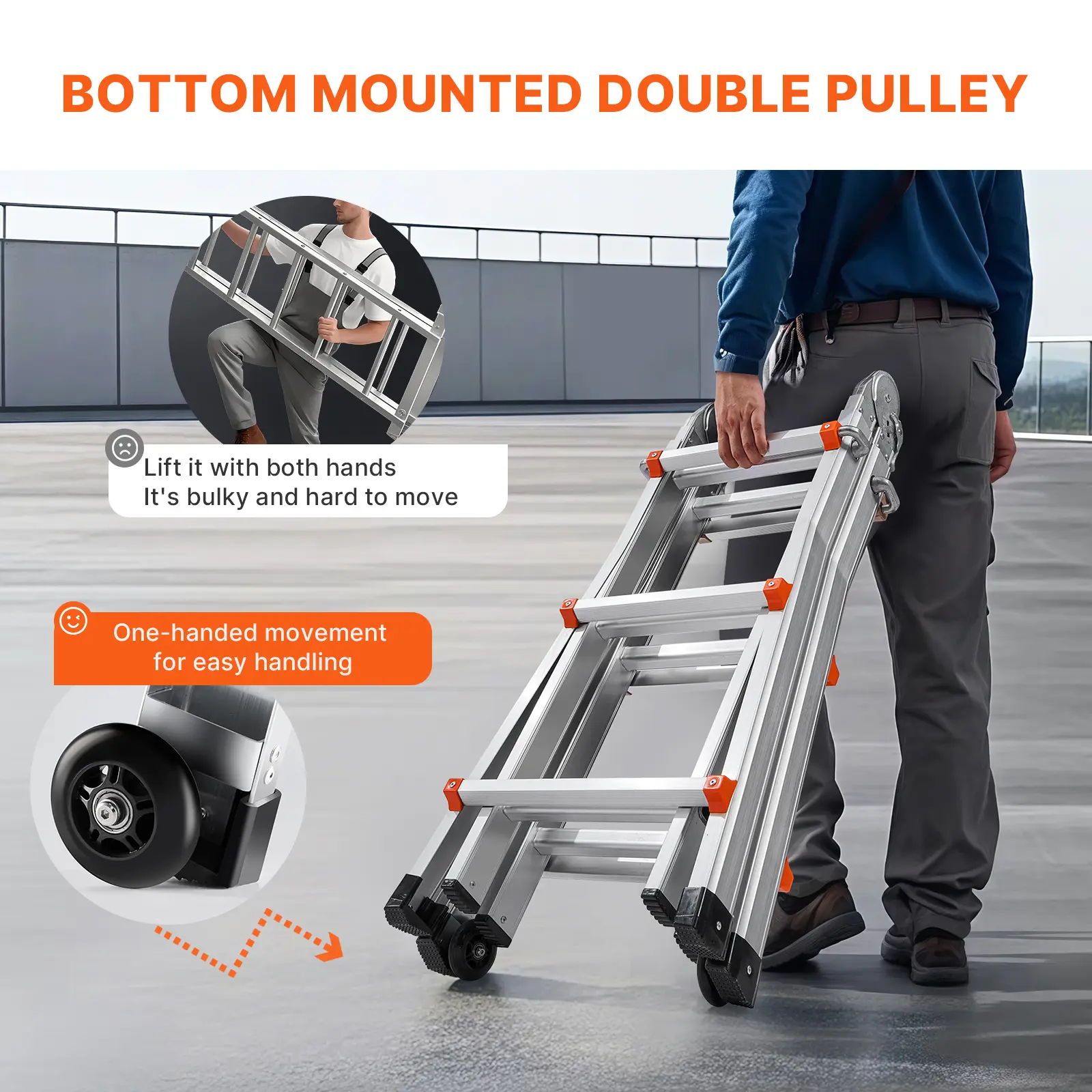 SucceBuyTelescoping Ladder A Frame Compact Aluminum Extension Ladder Multi-Function Portable Collapsible RV Ladder for Homework
