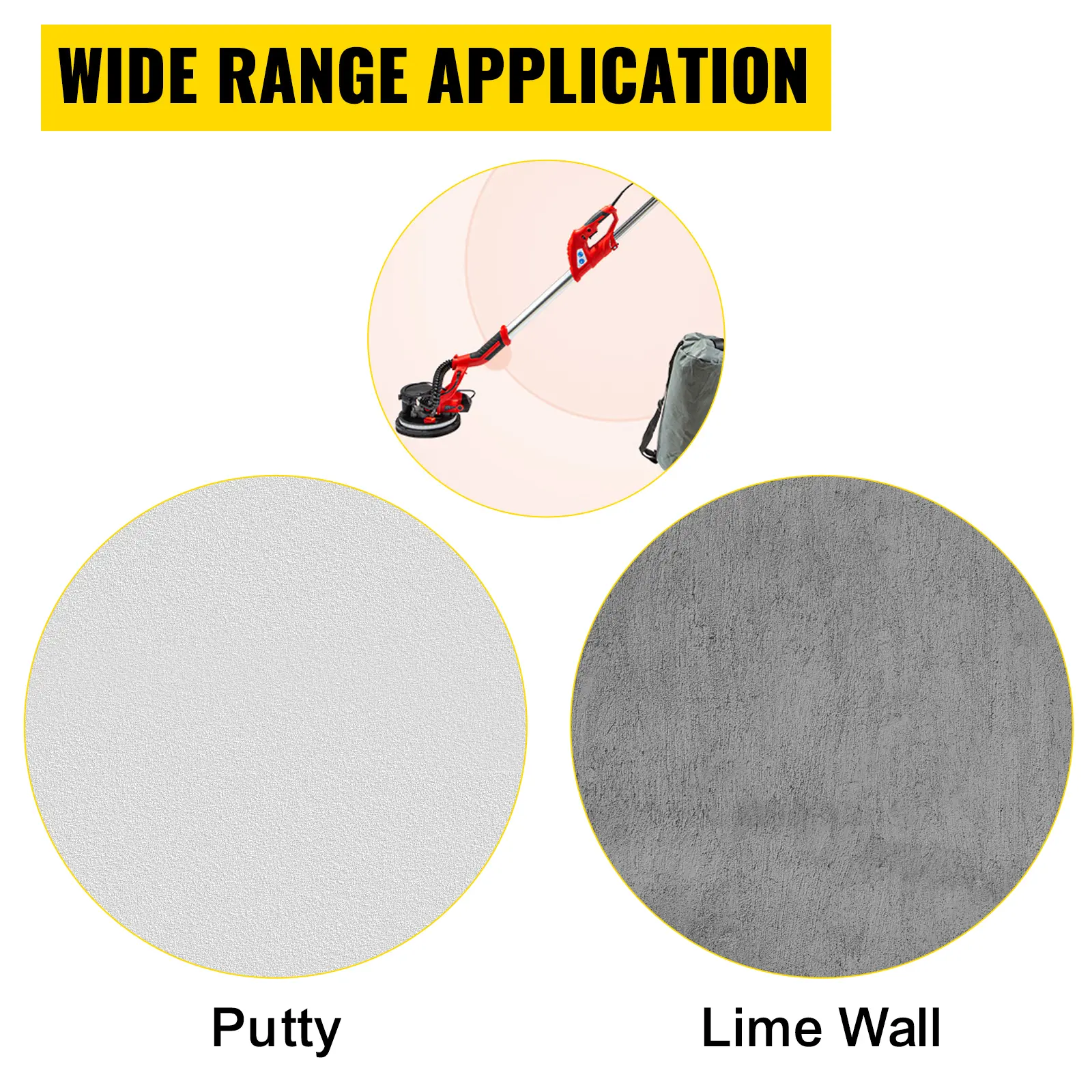 SucceBuy 850W Drywall Sander Variable Speed 800-1750 RPM Electric Drywall Sander Foldable Sheetrock Sander with Telescope Handle