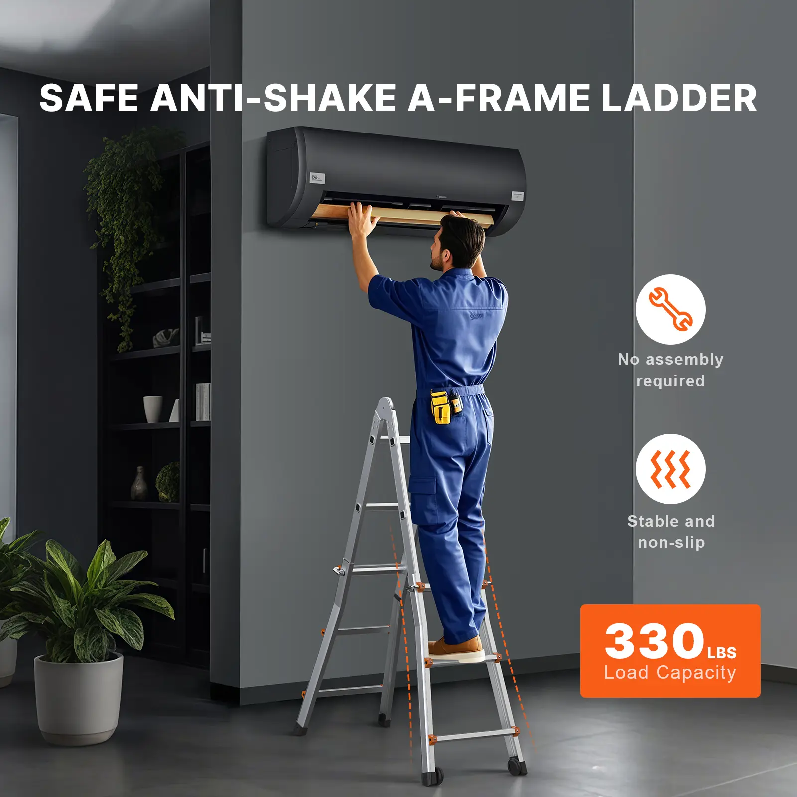 SucceBuyTelescoping Ladder A Frame Compact Aluminum Extension Ladder Multi-Function Portable Collapsible RV Ladder for Homework