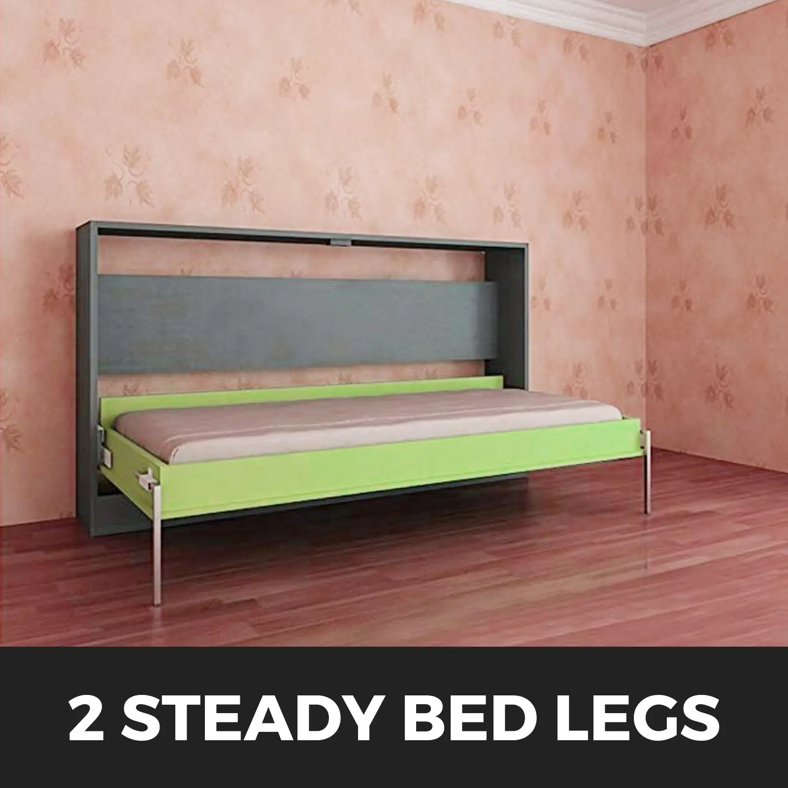 SucceBuy Murphy Wall Bed Hardware Kit Spring Mechanism Horizontal Stainless queen Size With 2 Steady Bed Legs Quick Set Up White