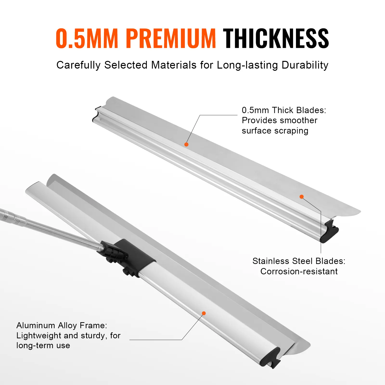 SucceBuy Drywall Skimming Blade 48 inch Smoothing Knif Stainless Steel Blade & Aluminum Alloy Body Professional Skim Coat Tools
