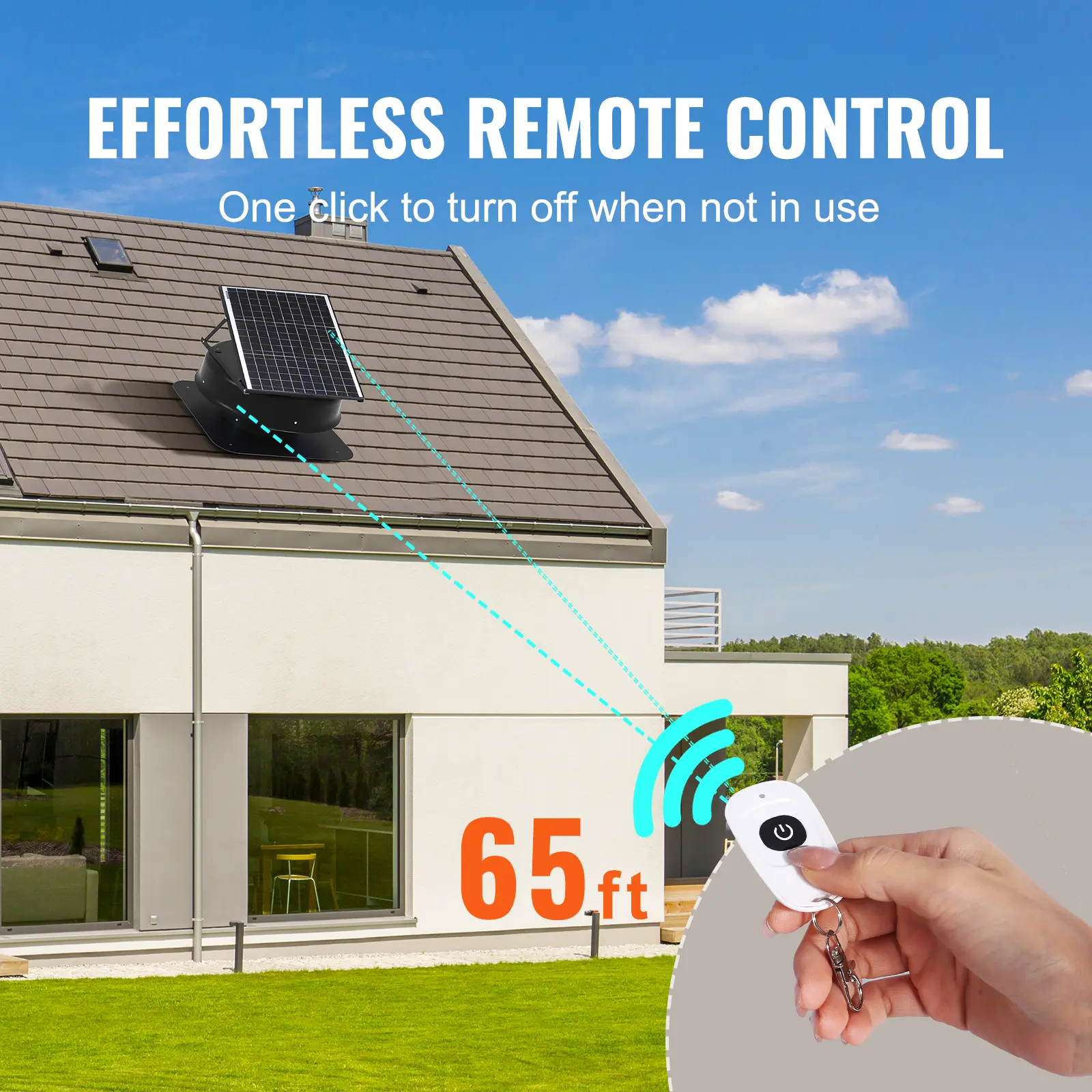 SucceBuy Solar Attic Fan 40W 1230 CFM Large Air Flow Solar Roof Vent Low Noise and Weatherproof with Smart Adapter for Home