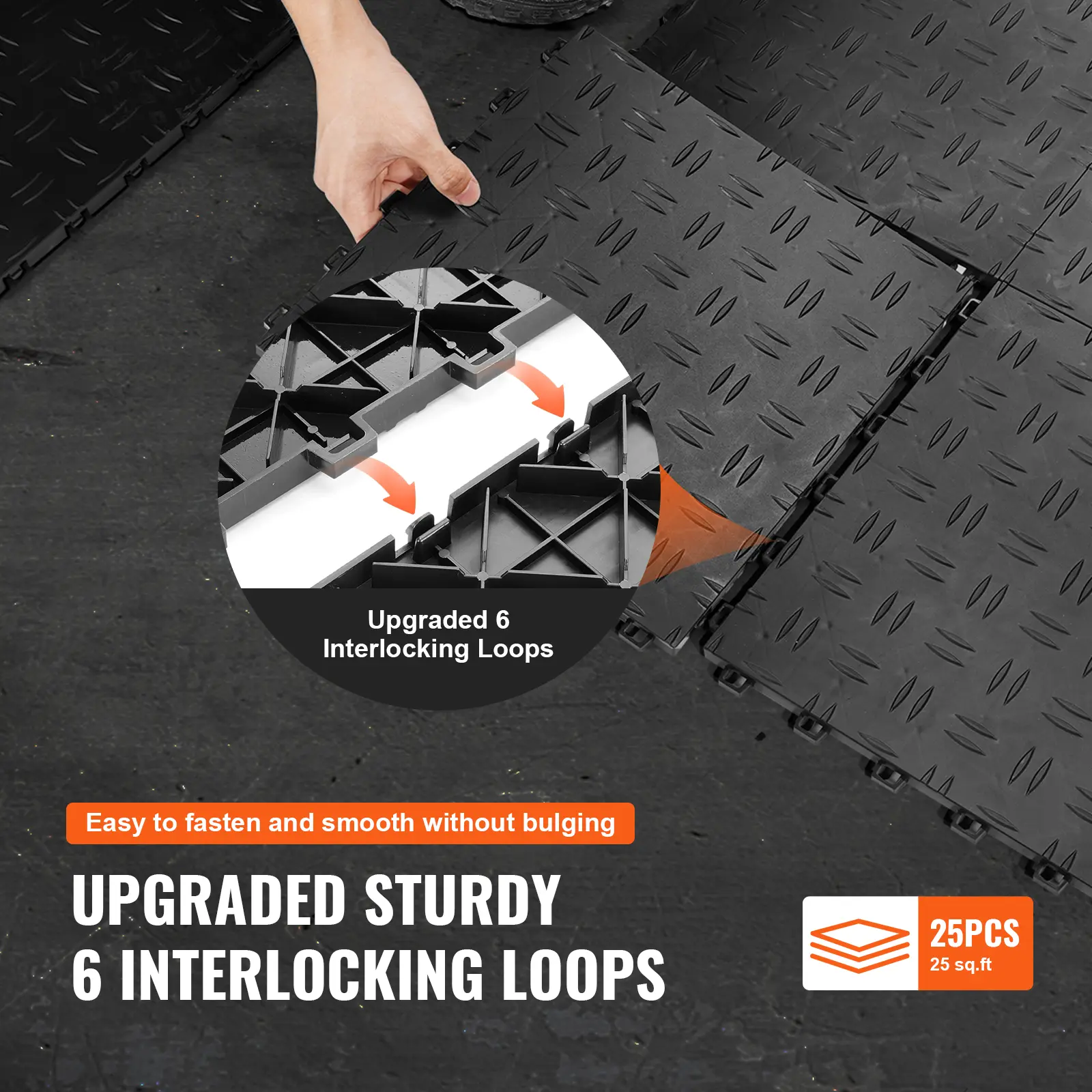 SucceBuy Garage Tiles Interlocking Garage Floor Covering Tiles Non-Slip Double-Sided Texture for Garages Basements Repair Shops
