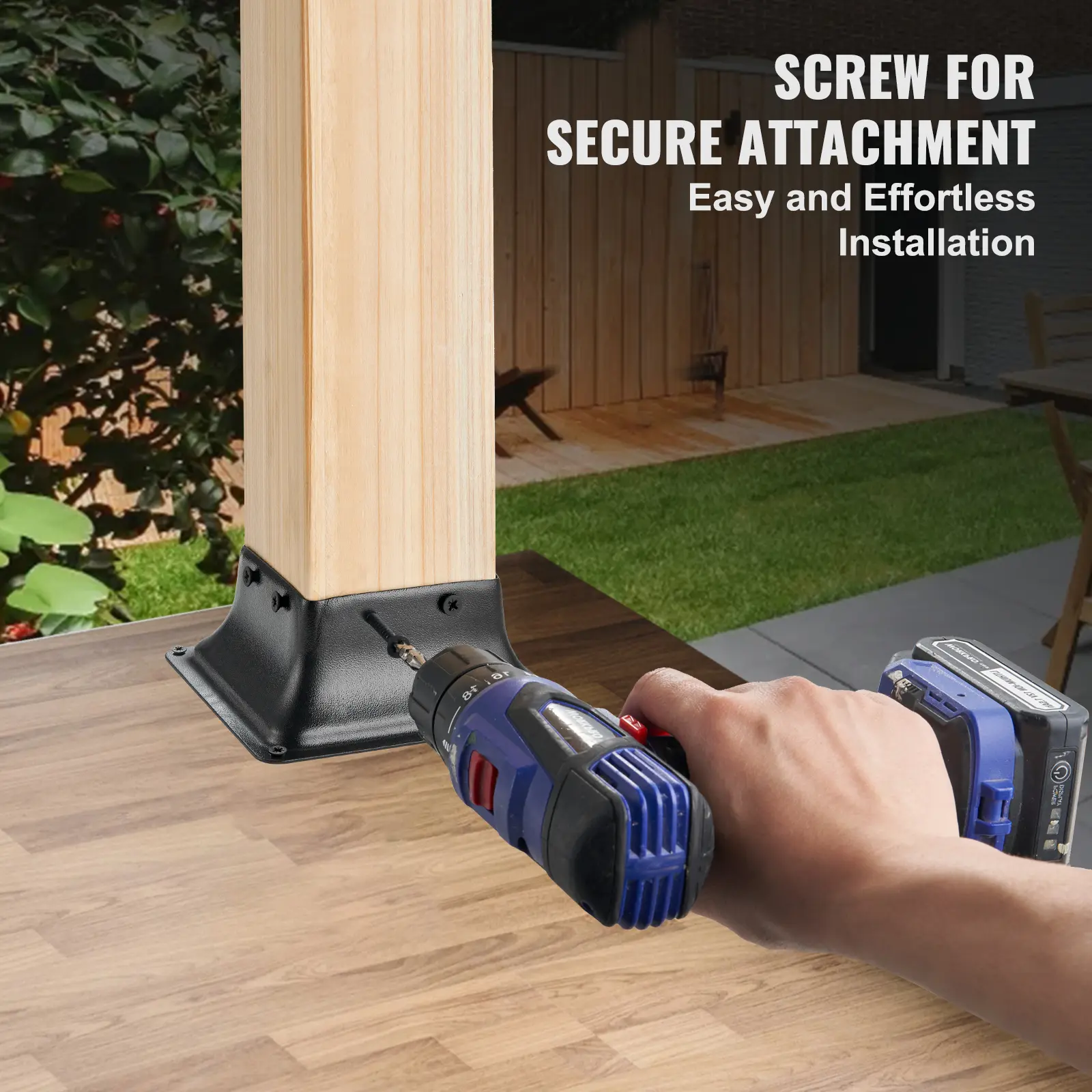 SucceBuy 4x4 Post Base Internal 3.6"x3.6" Heavy Duty Powder-Coated Steel Post Bracket for Deck Porch Handrail Railing Support