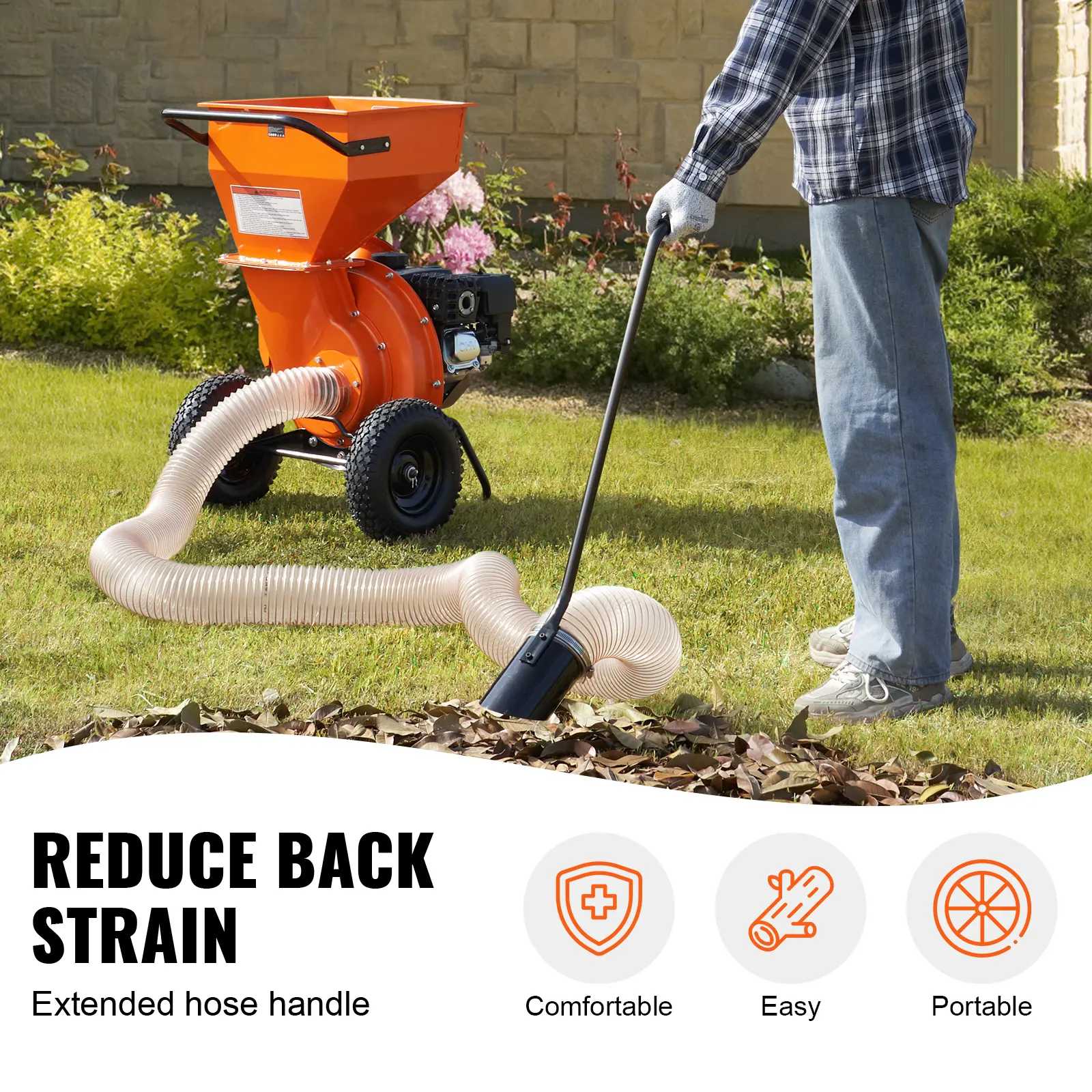 SucceBuy Wood Chipper Shredder Leaf Vacuum Kit Heavy Duty Universal Woodchipper Accessory for Large Volume Feed Fit Most Brand