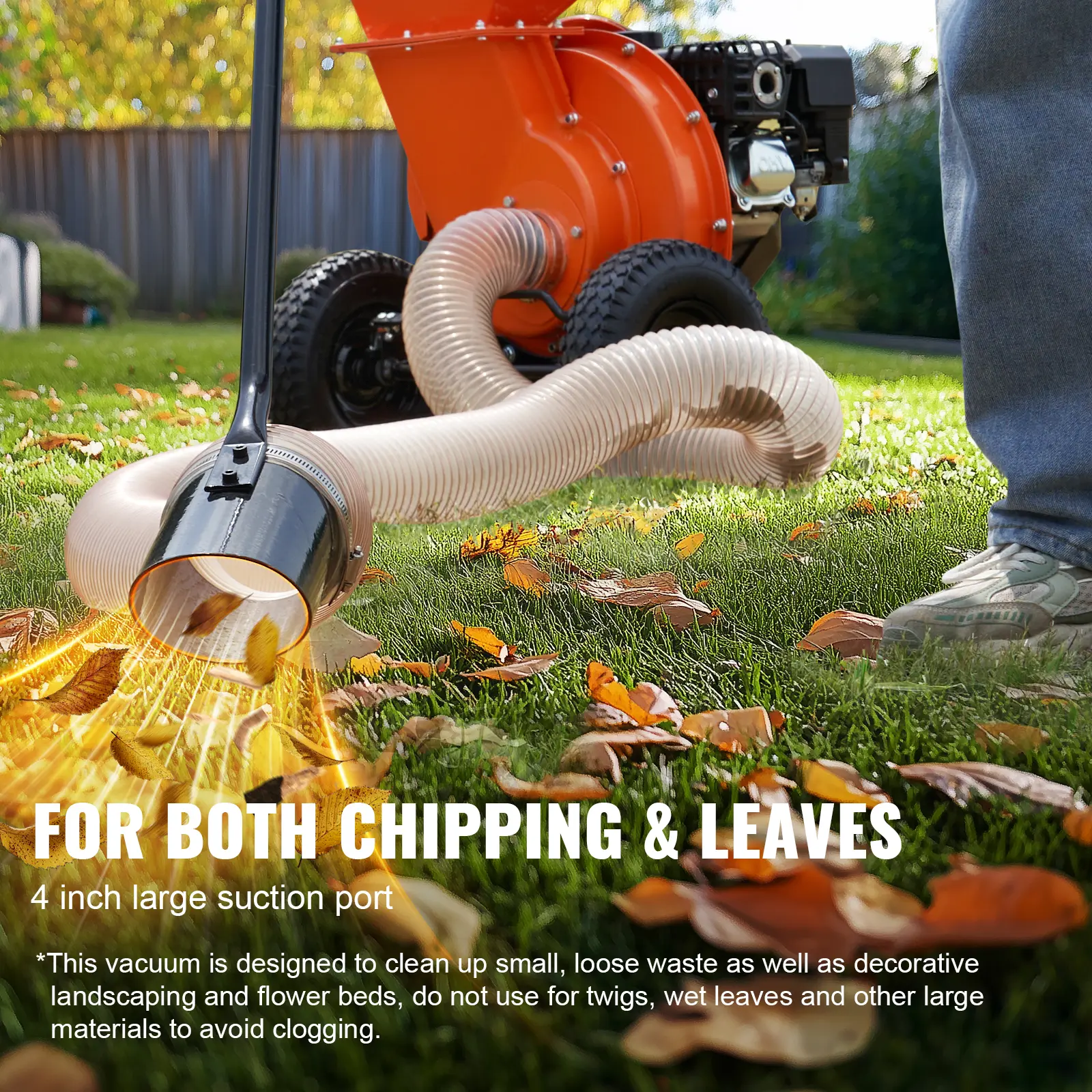 SucceBuy Wood Chipper Shredder Leaf Vacuum Kit Heavy Duty Universal Woodchipper Accessory for Large Volume Feed Fit Most Brand