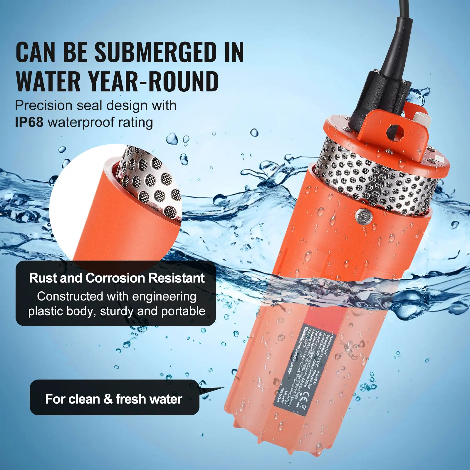 SucceBuy Solar Water Pump 1.6/3.2 GPM 12V-14.8V / 9.25 GPM 24V-42V / 8.4 GPM 48V-82V Submersible Deep Well Pump Irrigation Use