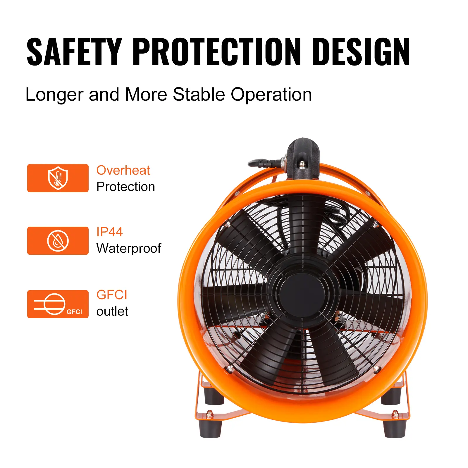 SucceBuy Portable Exhaust Fan 16in Industrial Cylinder Fan with Duct Hose Exhaust Blower for Sucking Dust Home Workplace