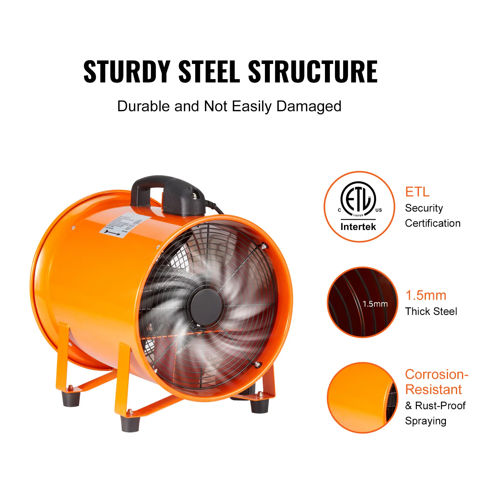 SucceBuy Portable Exhaust Fan 16in Industrial Cylinder Fan with Duct Hose Exhaust Blower for Sucking Dust Home Workplace