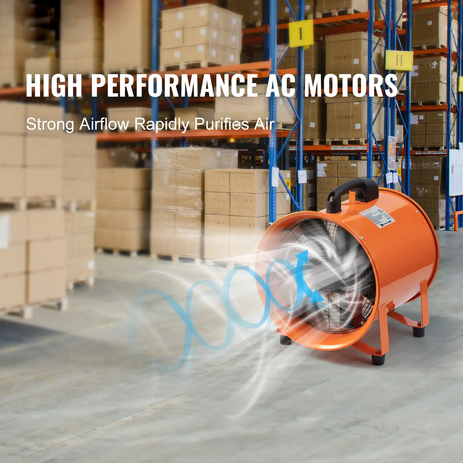 SucceBuy Portable Exhaust Fan 16in Industrial Cylinder Fan with Duct Hose Exhaust Blower for Sucking Dust Home Workplace