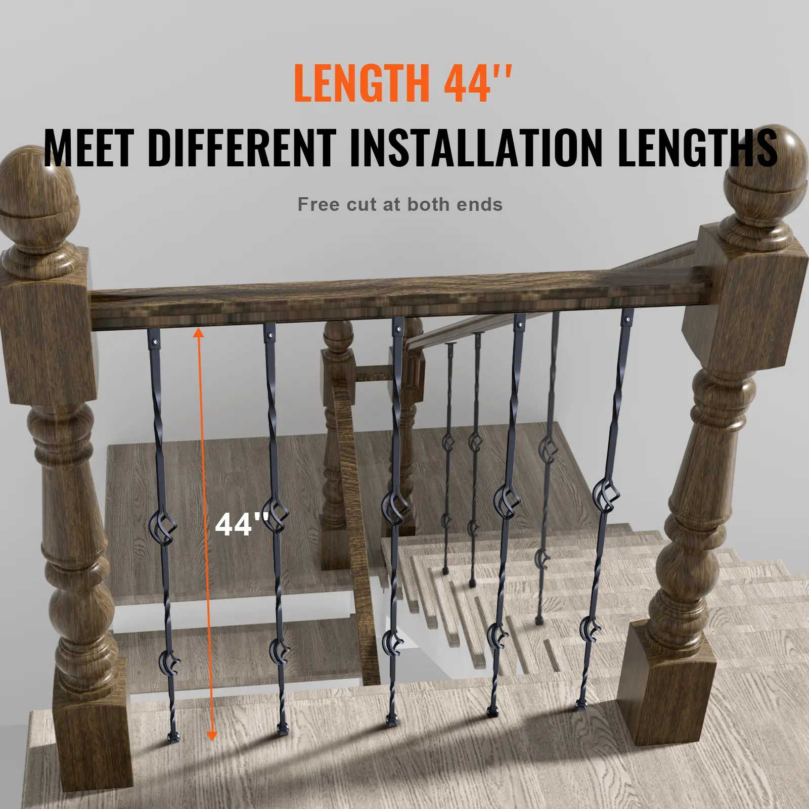 SucceBuy Staircase Metal Balusters Galvanized Decorative Banister Spindles with Hollow Baskets Spiral Stair with Shoes Screws