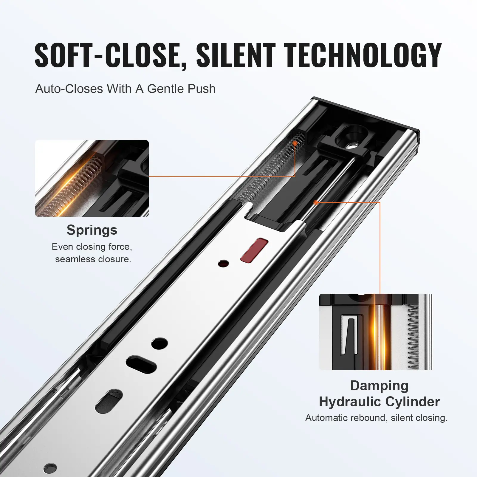SucceBuy Drawer Slides Side Mount Rails Heavy Duty Full Extension Steel Track Noiseless Guide Glides Cabinet 100 Lbs Capacity