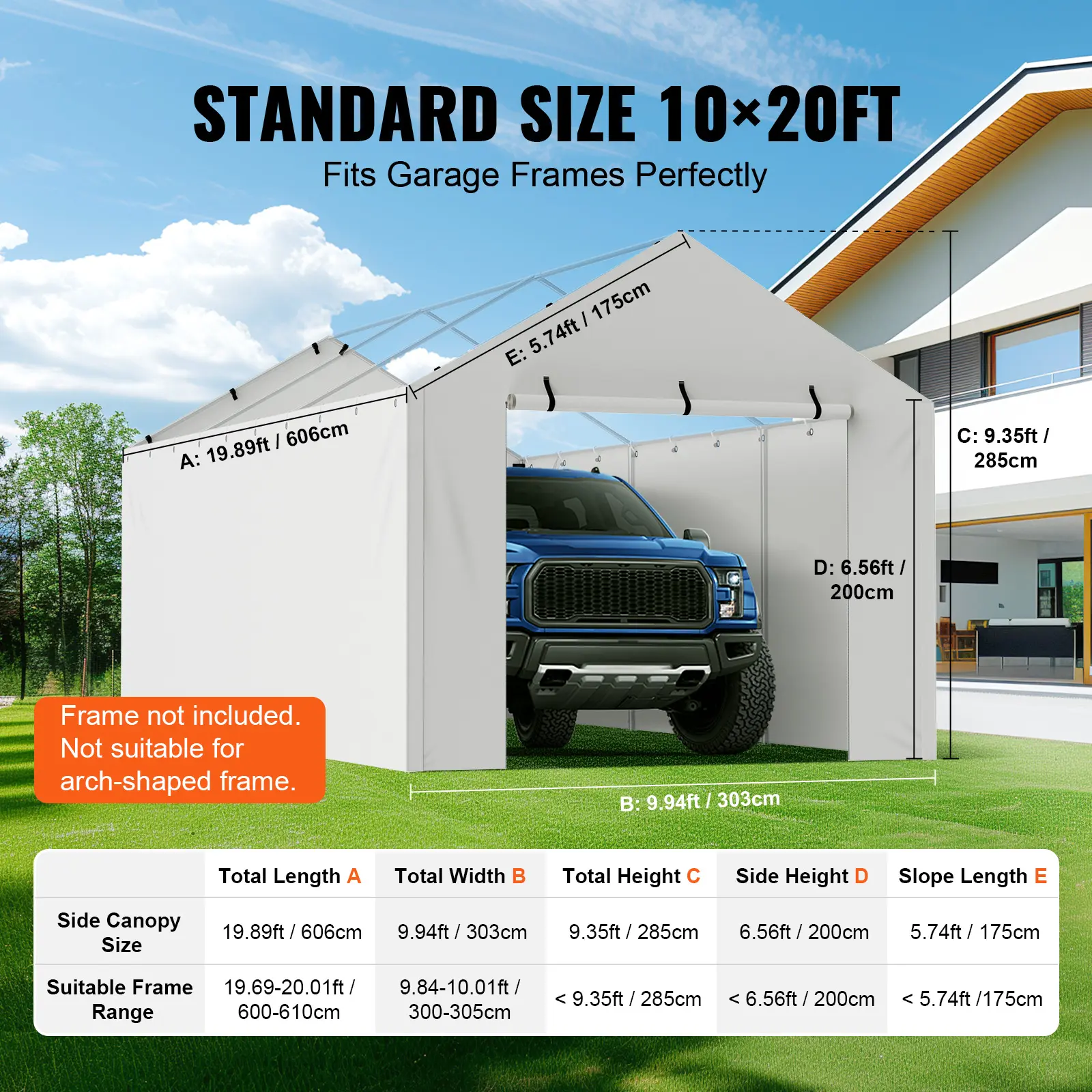 SucceBuy Carport Replacement  Garage Tent Shelter Tarp Heavy-Duty Waterproof & UV Protected.