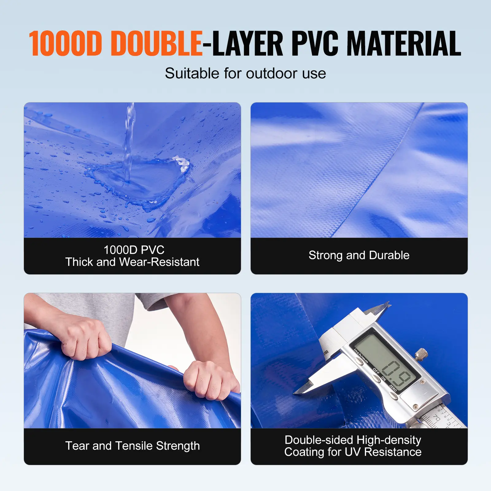 SucceBuy 1000L/264 Gallon Water Storage Bladder RV Water Tank 1000D Blue PVC Collapsible Water Storage Containers Soft Water Bag