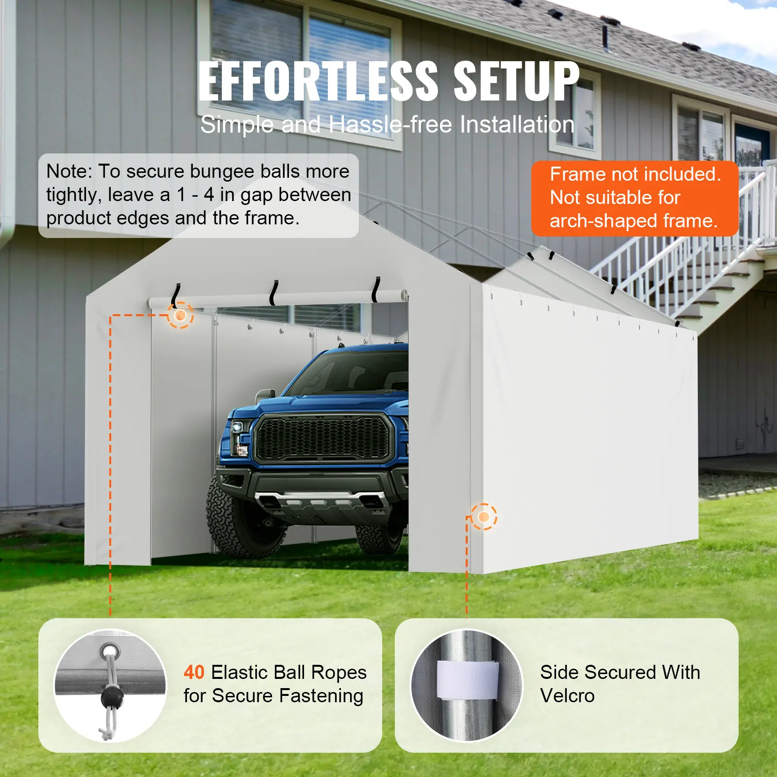 SucceBuy Carport Replacement  Garage Tent Shelter Tarp Heavy-Duty Waterproof & UV Protected.