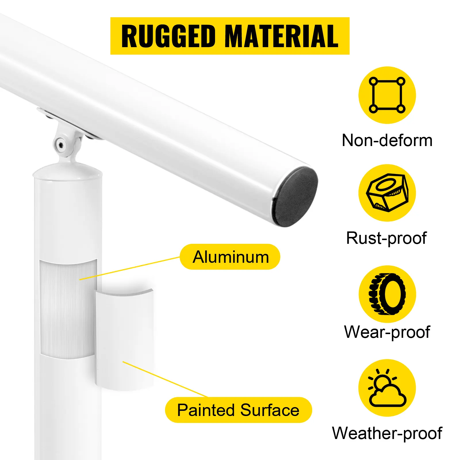 SucceBuy Handrail for Outdoor Steps Aluminum Stair Fit 0-5 Steps w/ Installation Kit Building & Hardware Home Improvement