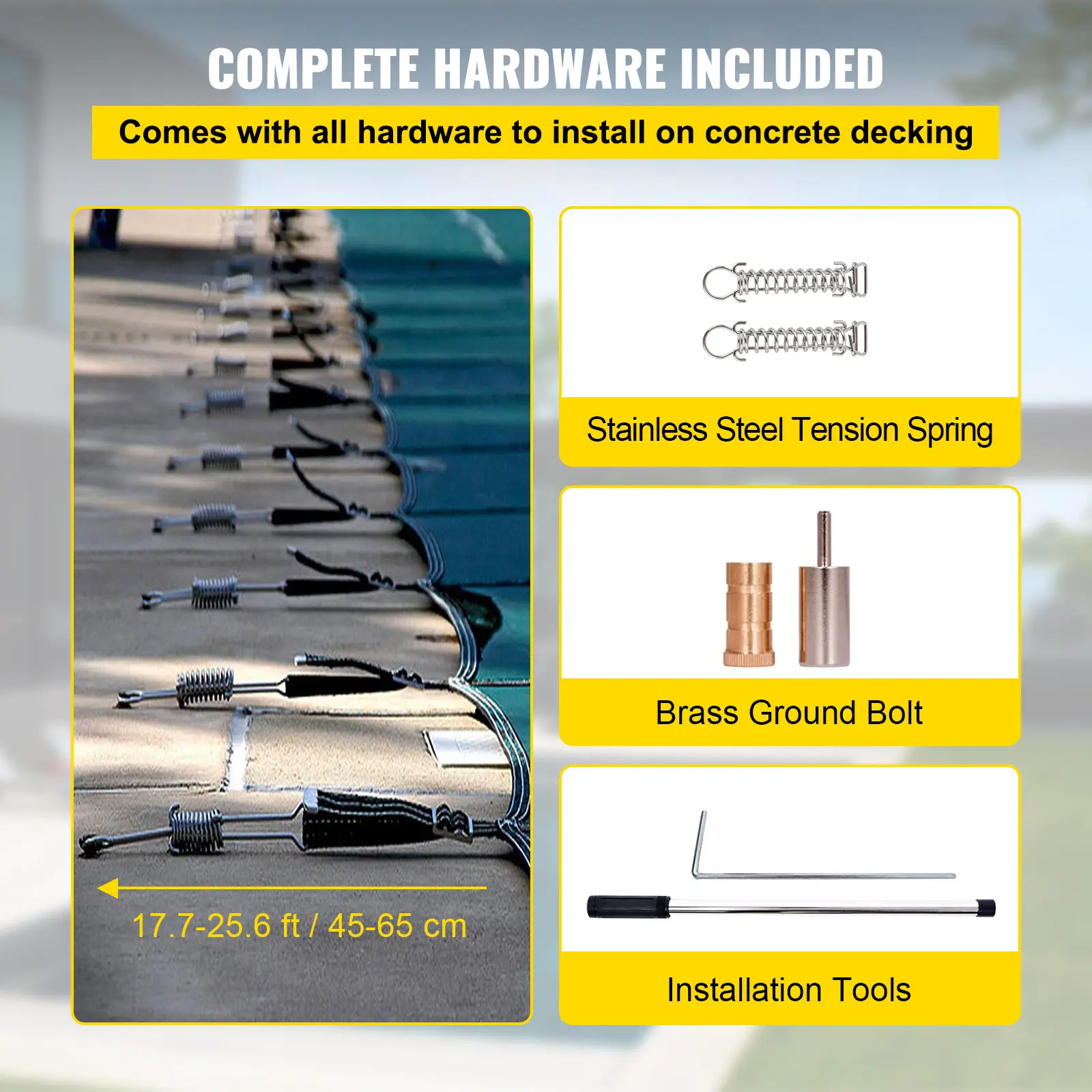 SucceBuy 12x24/18x40 ft Inground Pool Safety Cover Rectangle Winter Pool Cover Triple Stitched High Strength Mesh PP Material